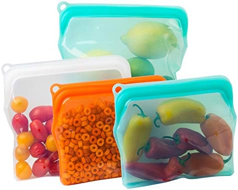 15 Ounce Dish washer safe, BluePerlOne 100% Food Grade Silicone, Reusable Zipper Storage Bags for Microwave, Oven, Fridge, Freezer & Sous Vide. (Orange/ 2 cups)-15 oz. - 1 Bag