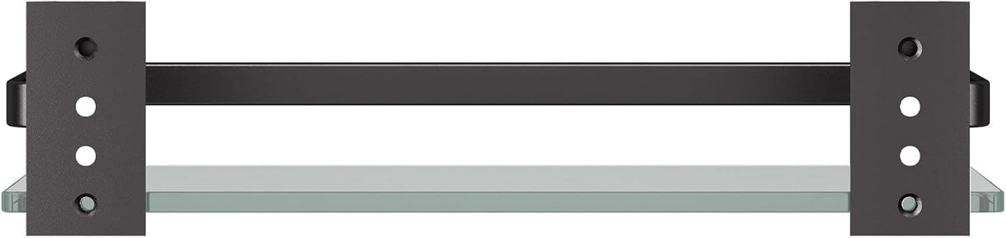 Danpoo Clear Tempered Glass Wall Shelf, Wall-Mounted Organizer for Bathroom, Kitchen(Matte Black)