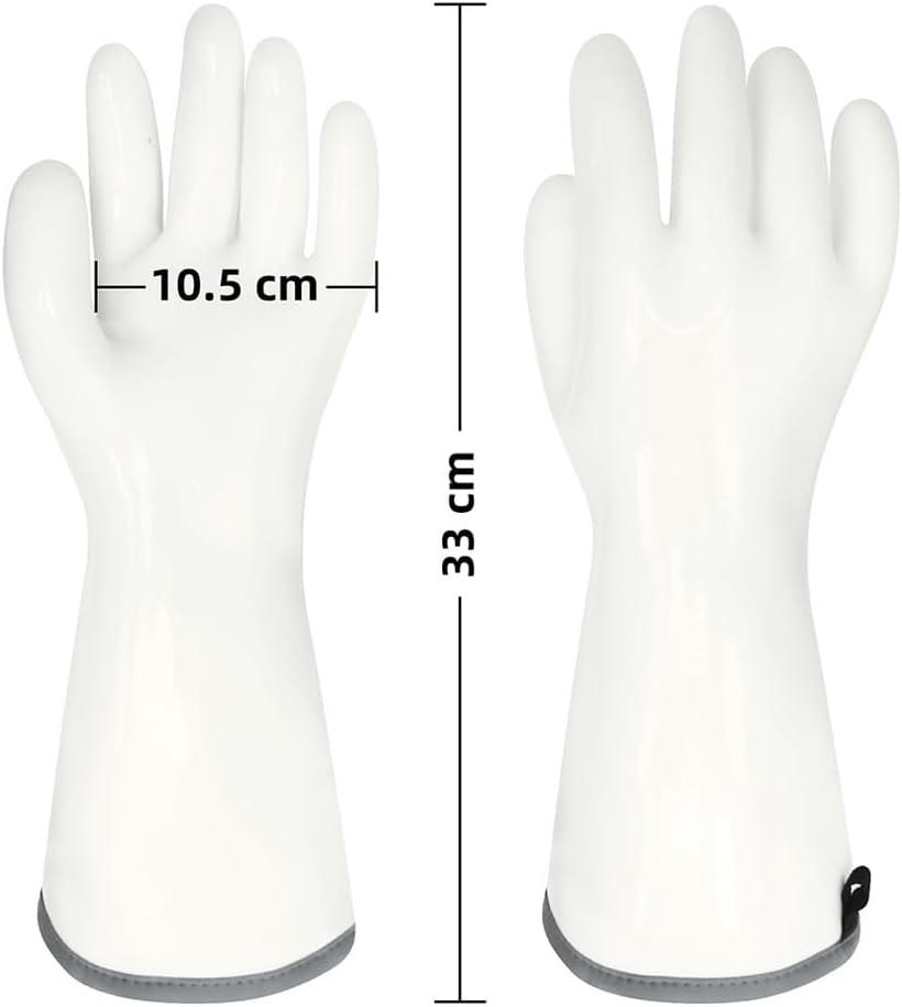 Silicone BBQ Gloves, Oven Gloves with Fingers 932°F Heat Resistant, Kitchen Waterproof Hot Proof Glove for Fryer, Smoker, Baking, Cooking (Gray, M)