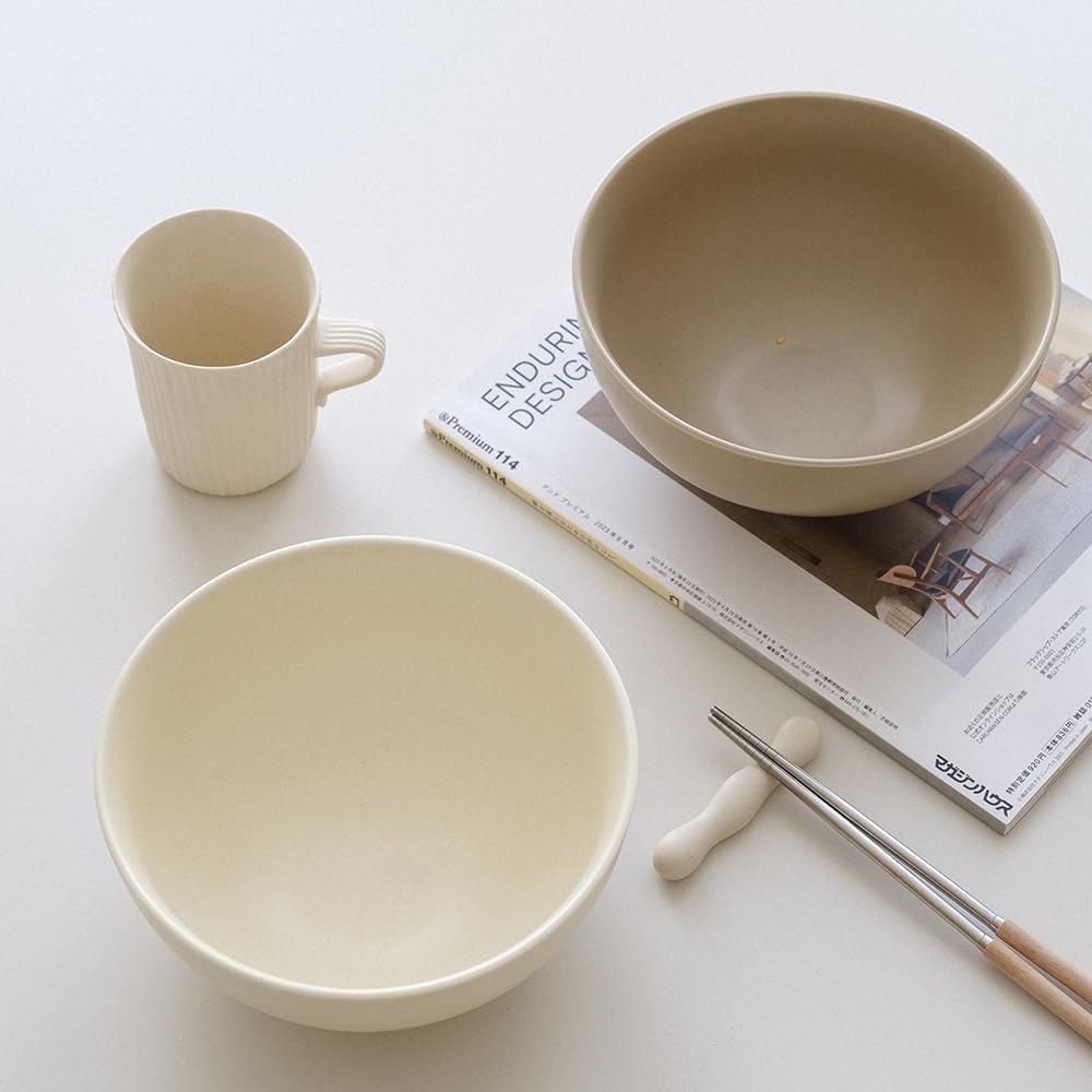 WENSHUO Serving Bowls, Modern Farmhouse Salad Bowls, Ceramic Fruit Bowls, 7.5" Set of 2 (Matte Crème)