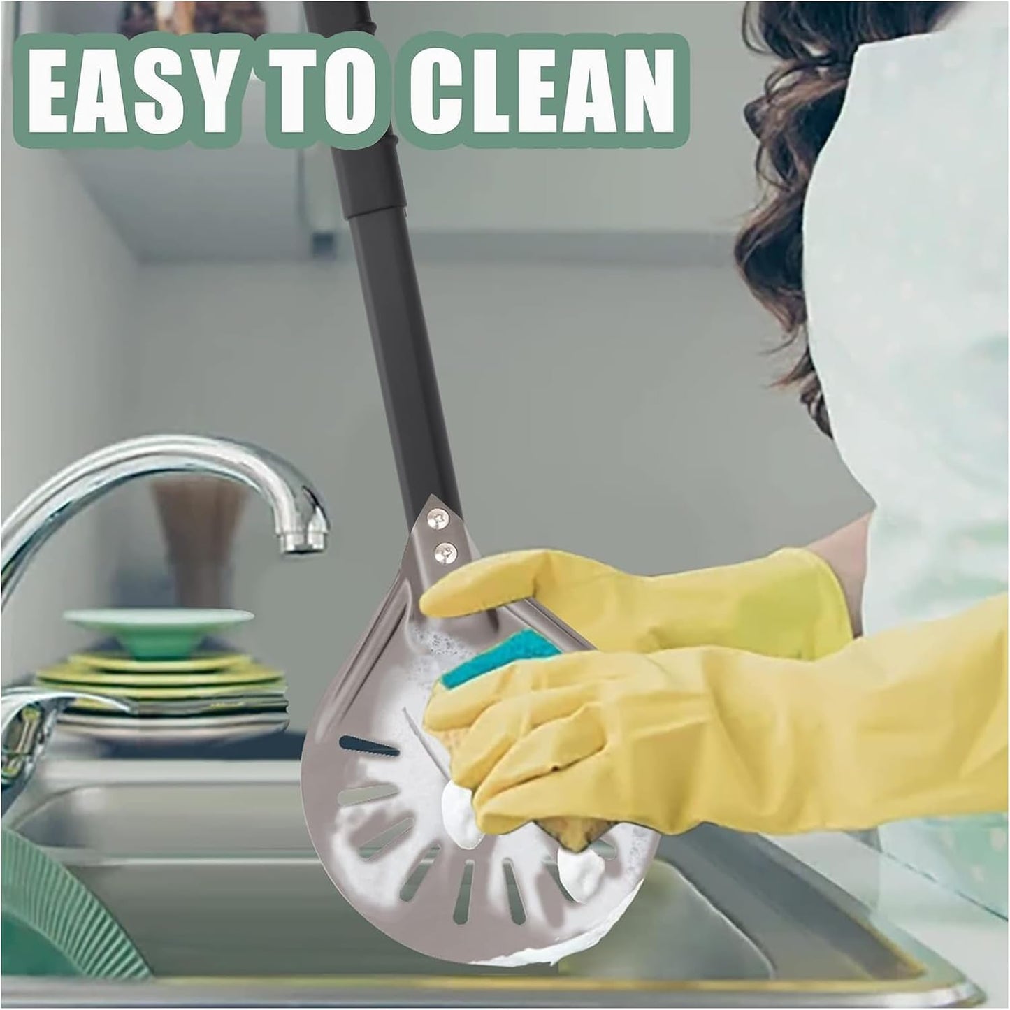 Pizza Turning Peel 7 Inch Round Aluminum Perforated Pizza Peel Turner with Metal Handle Pizza Paddle for Homemade Pizza Oven Accessories