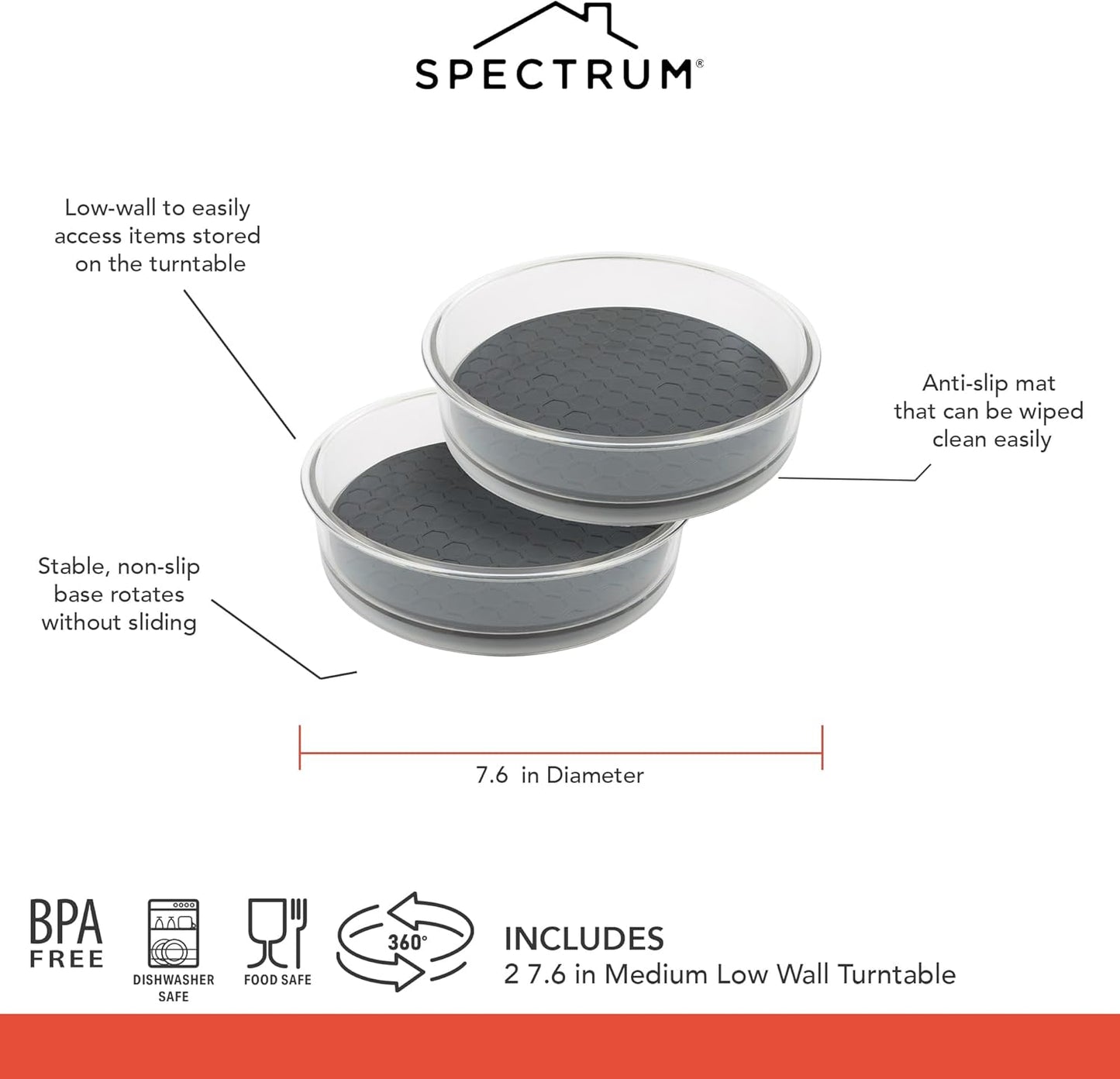 Spectrum Lazy Susan Organizer, Hexa Round Small (2-Pack) - Lazy Susan Turntable for Cabinet, Refrigerator, Pantry, Table, & Shelf - Rotating & Spinning Pantry Organization & Storage for Fridge