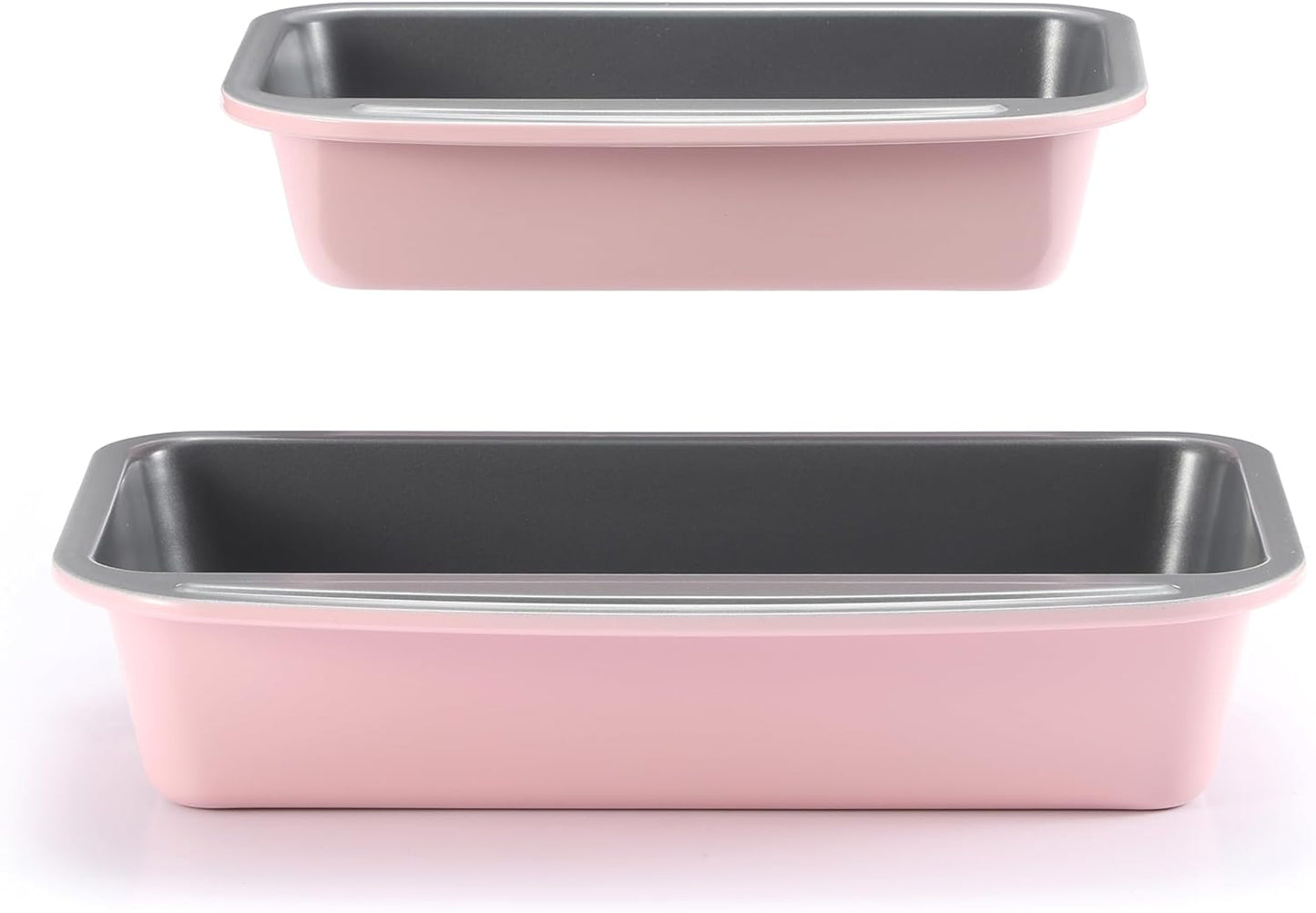 Monfish Loaf Pans for Home Baking Bread, 2lb loaf bread pan Carbon Steel loaf cake Tin 11x5 inch Pink 9x5 1lb bread Pan Mold gray Non Stick coating (pink)