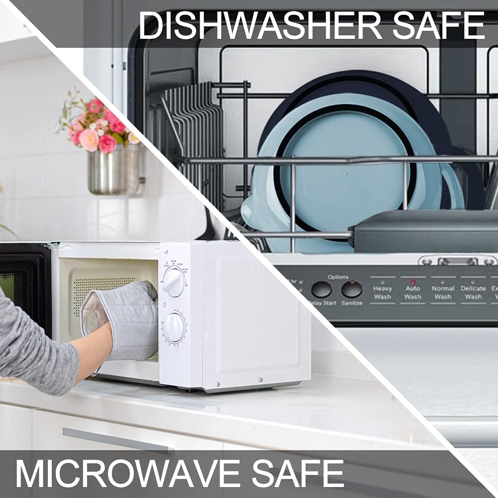 BoxedHome Nesting Plastic Mixing Bowl Set With Pour Spout, Microwave and Dishwasher Safe, BPA free Non-Slip Base, Set of 4 Size 1.7, 2.5, 3.5 and 4.5qt, Great for Prepping, Baking, Cooking (Dark Blue)