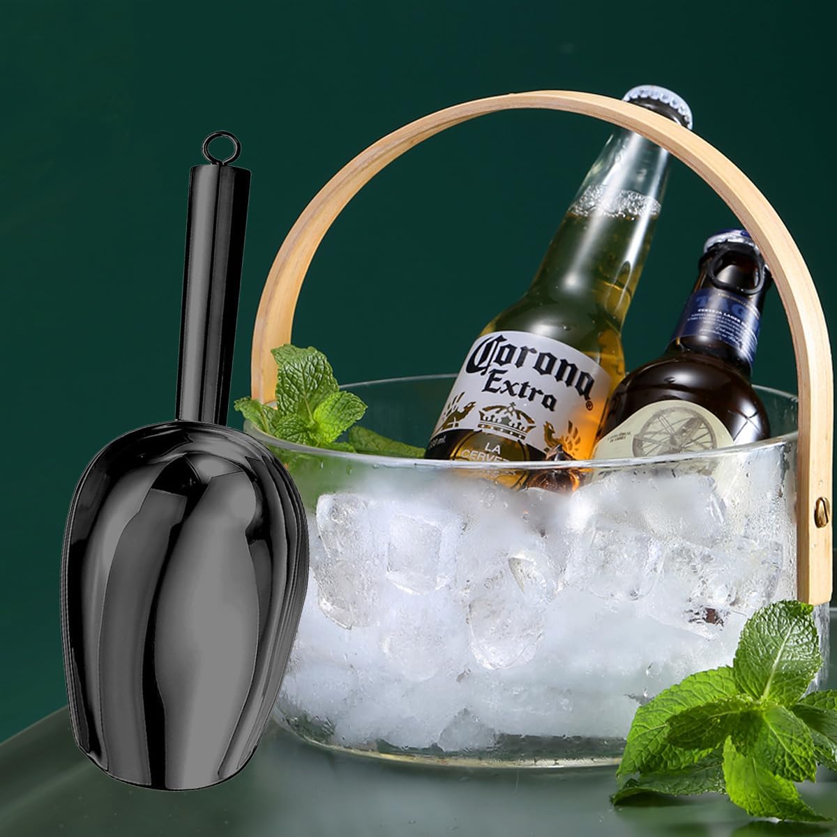 Metal Ice Scoop,Kitchen Ice Scooper for Ice Maker,Stainless Steel Small Ice Scooper for Freezer,Kitchen Gadgets Cookie Flour Pet Dog Food Scoop (black, 3oz)