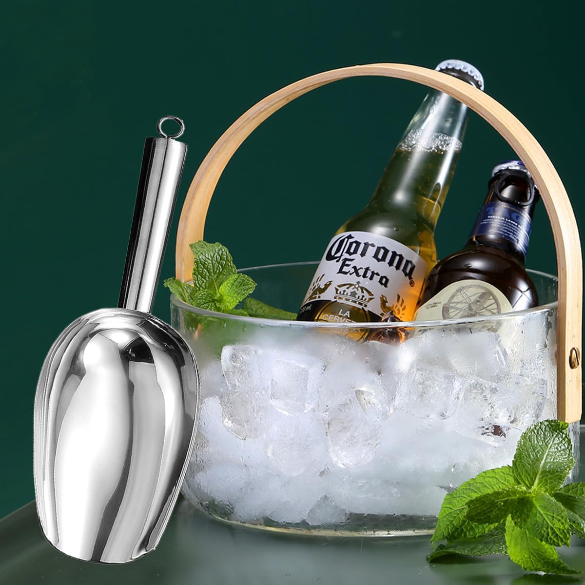 Metal Ice Scoop,Kitchen Ice Scooper for Ice Maker,Stainless Steel Small Ice Scooper for Freezer,Kitchen Gadgets Cookie Flour Pet Dog Food Scoop (silver, 3oz)