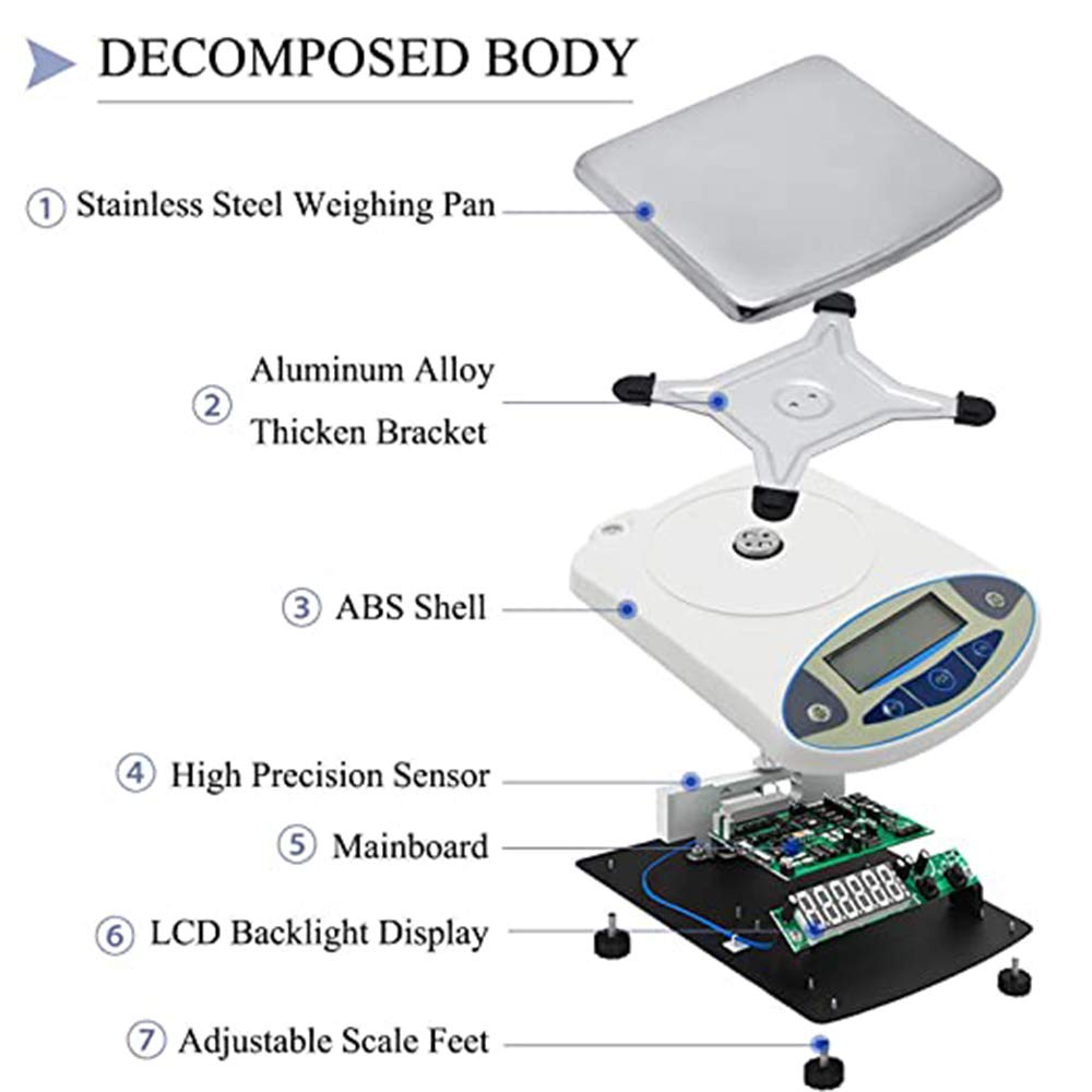 CGOLDENWALL Lab Scale 10kgx0.1g Digital Precision Scale Electronic Balance Laboratory Weighing Industrial Scale Kitchen Counting Scale Scientific Scale Calibrated (10kg, 0.1g)