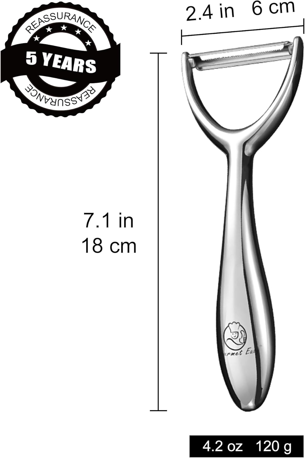 Vegetable Peeler, Premium Stainless Steel Potato Peeler, High Tensile Ultra Sharp Blade Fruit and Food Slicer, Y Shaped with Ergonomic Non-Slip Handle, Dishwasher Safe with 5 Years Warranty