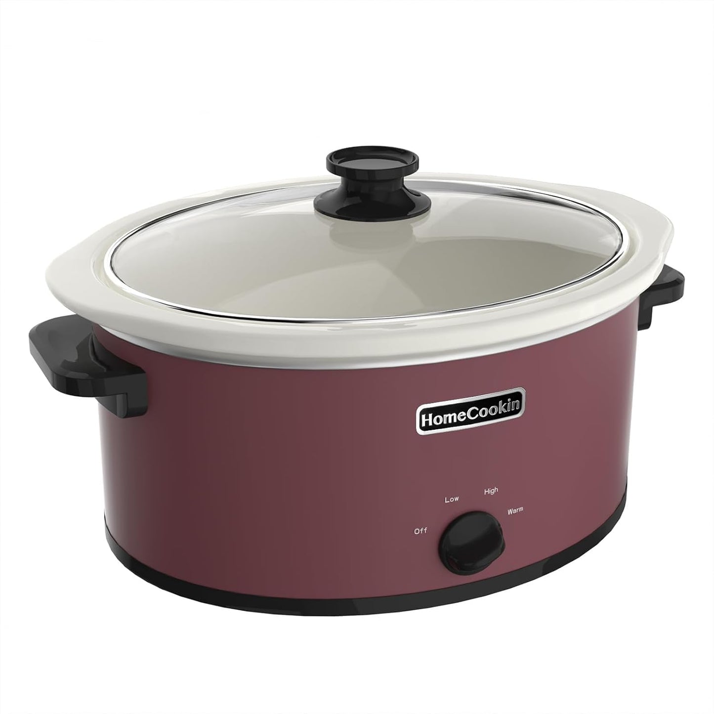 HOMECOOKIN 8 Quart Slow Cooker Oval Manual Pot Food Warmer with 3 Cooking Settings, Red