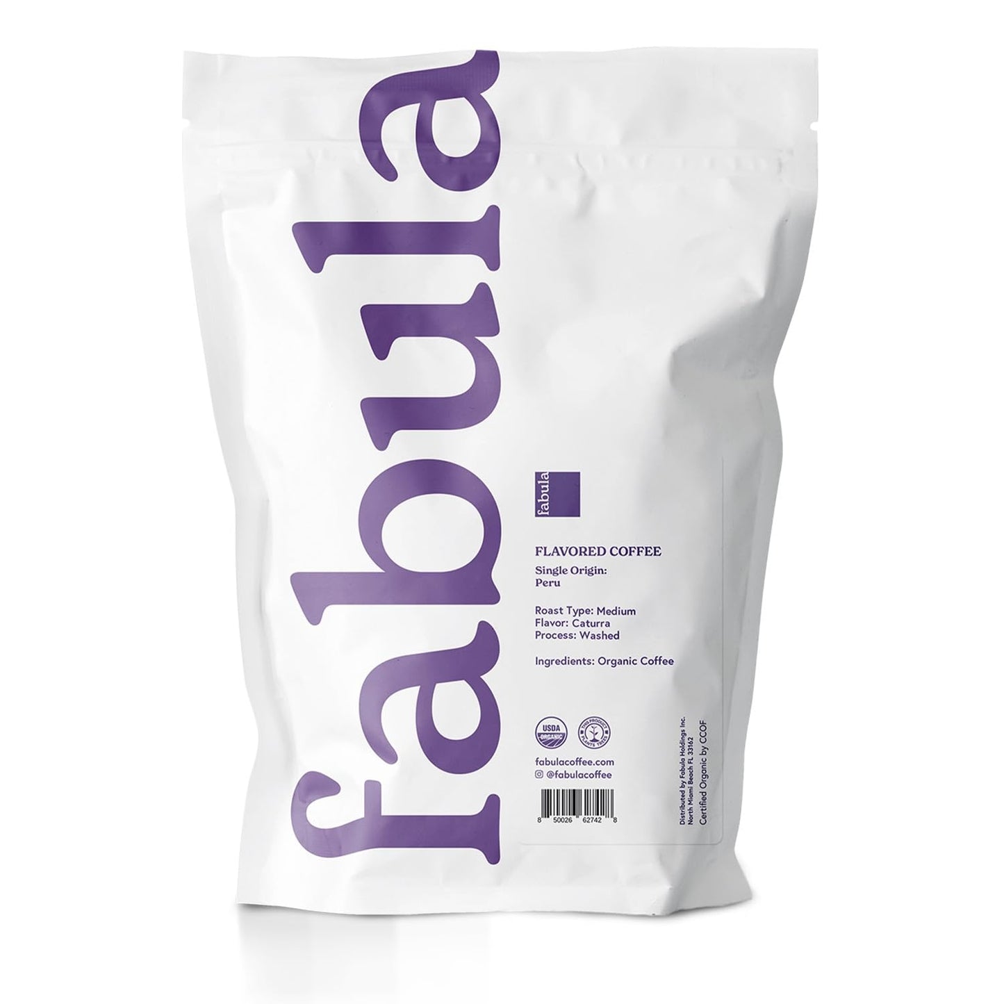 Fabula Chocolate Nut Flavored Organic Coffee Freshly Ground - Organic - Low Acid - Single Origin - Non-GMO - Mold Free - 12 Ounces