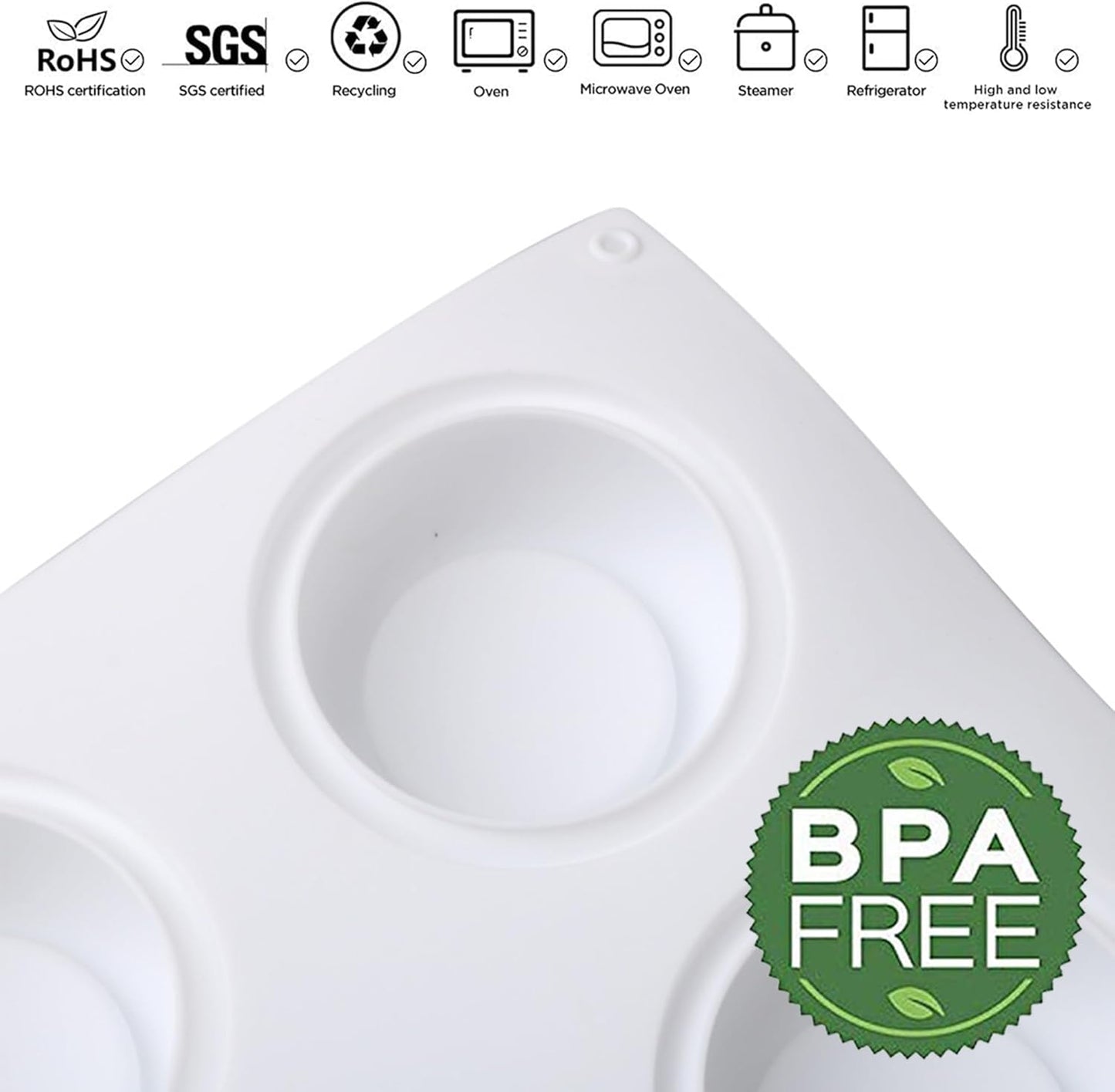 OCPO KITCHEN Silicone Molds for Baking Mousse Cake, 3D Silicone Baking Mold for Candy Pastry Chocolate Truffle Cupcake Jelly Cookie Pudding Cake Decoration Mold, Round Concave Shape (6-Cavity)