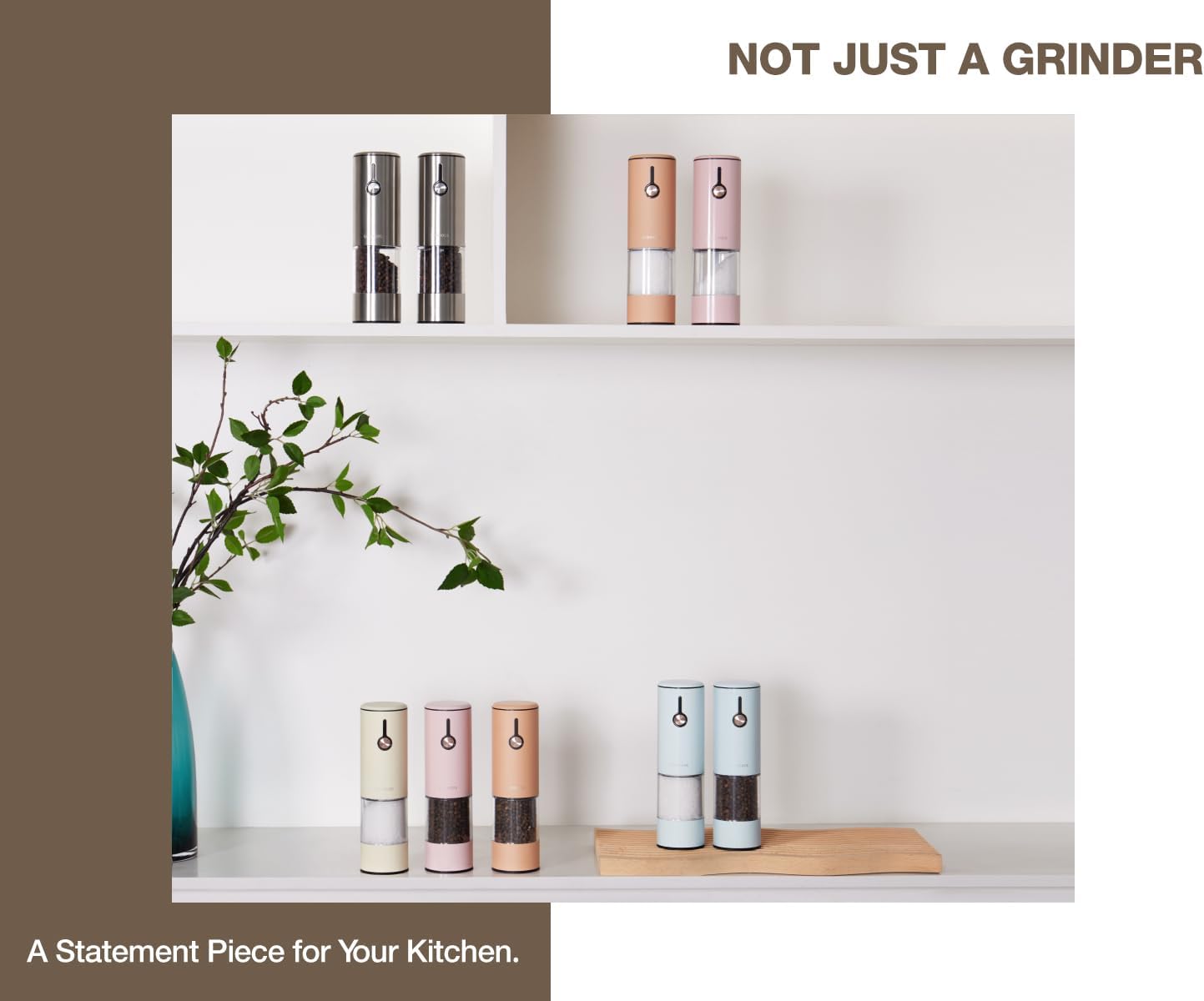 Stainless Steel Electric Salt and Pepper Grinder Set (Wedgwood Blue) - 2 Pack Rechargeable Mills with LED Light, 6 Adjustable Grind Modes & Rustproof Design - Premium Kitchen Tool with USB-C Charging