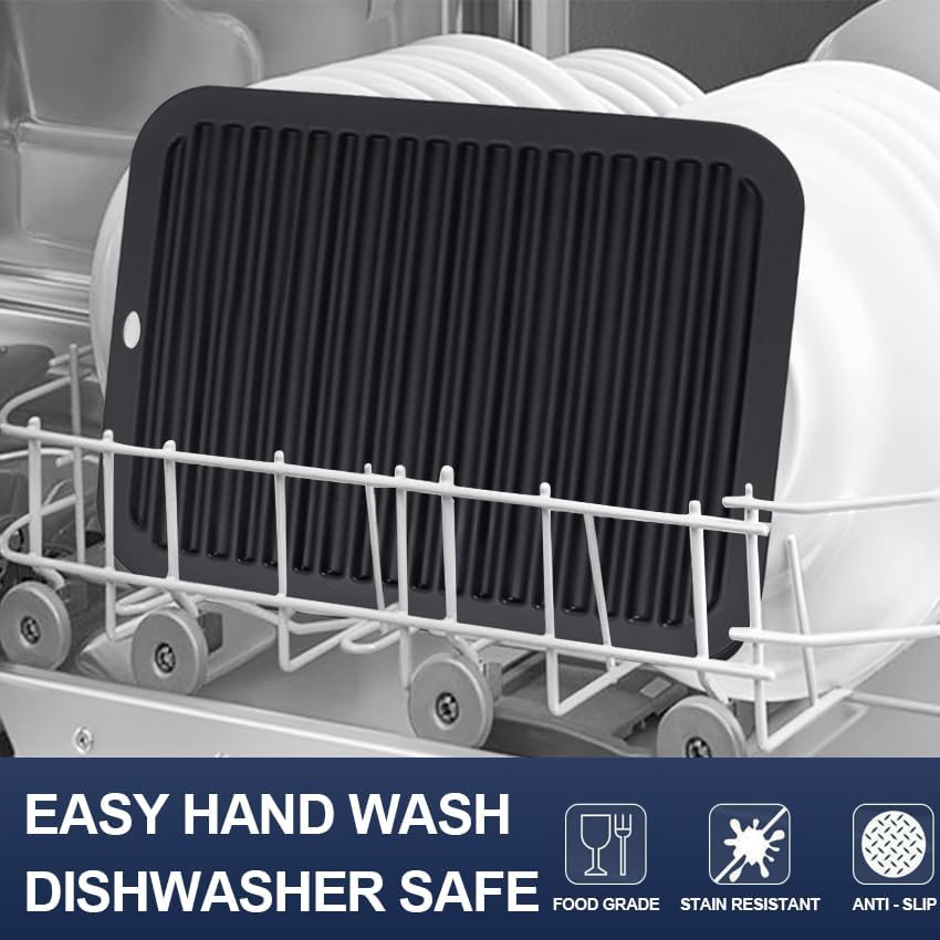 4 - Pack Multi - Purpose Silicone Mats | Heat Resistant Pot Holders for Kitchen | Non - Slip Hot Pads for Hot Pots, Pans & Quartz Countertops | Gray Kitchen Mats (Blue)