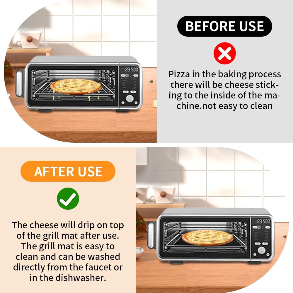 for Ninja Reusable Air Fryer Liners 12x12inch, Oven Liners for Bottom of Toaster Oven, 3x Oven Liner + 3x Mesh Sheets, Heavy Duty Microwave/Grill Baking Mat Pre-Cut Square for SP101/SP201/SP301/SP351