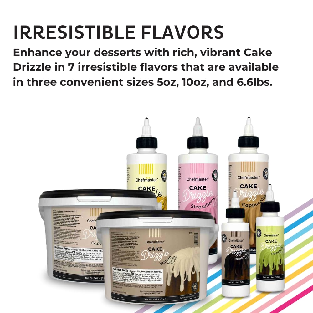 Chocolate-Flavored Cake Drizzle by Chefmaster, Edible Cake Drip Frosting for Decorating, Drip for Cakes, Cupcakes, Cookies, Donuts, 10 oz