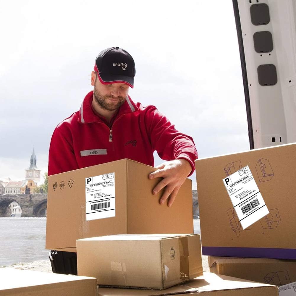 RyhamPaper Shipping Labels with Round Corner, 8.5 x 5.5 Inches Half Sheet Self Adhesive Shipping Address Labels for Laser and Inkjet Printer, 200 Labels