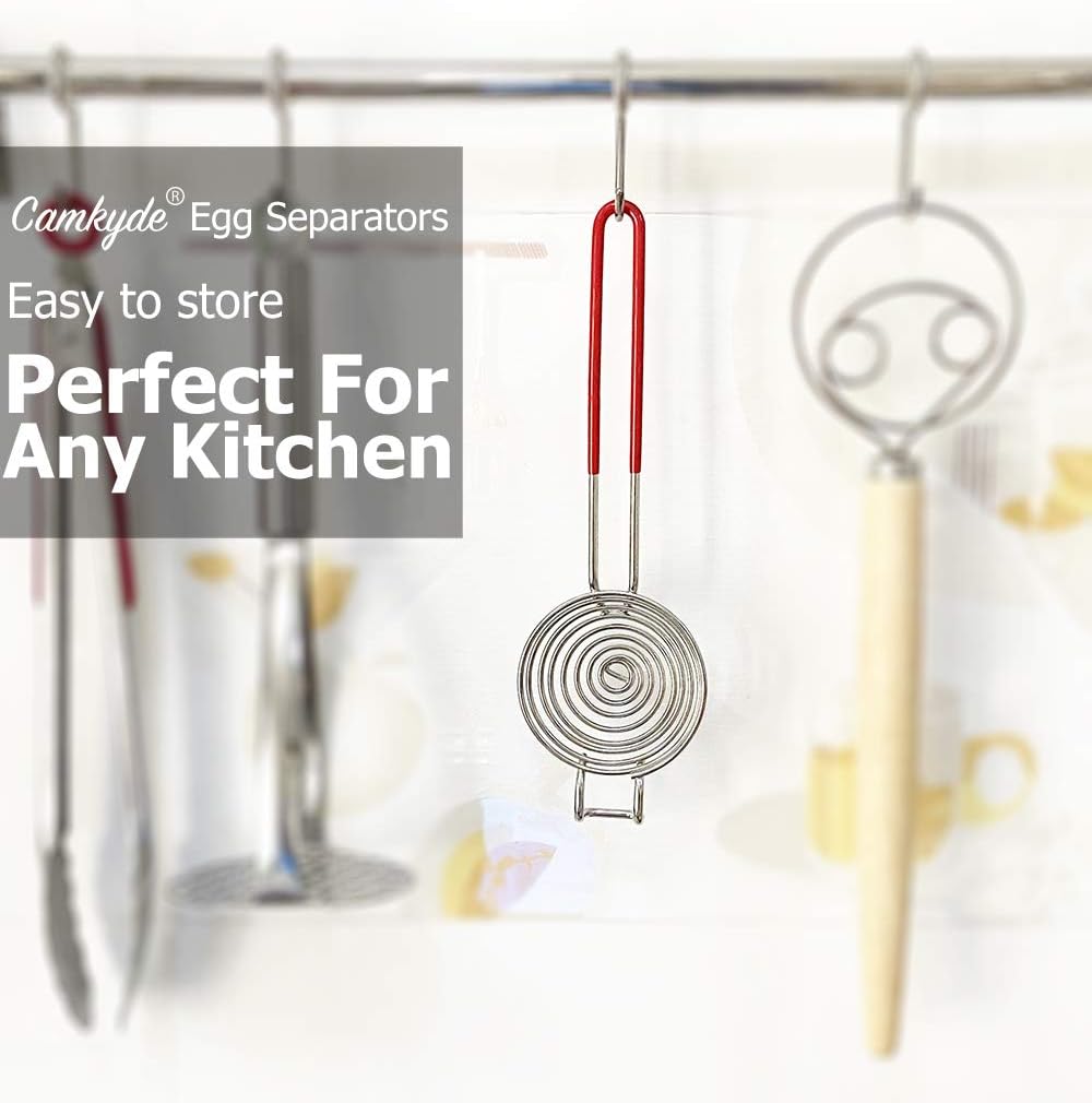 CAMKYDE Egg Separator Food Grade Stainless Steel Egg Yolk White Separation Tool (Red)
