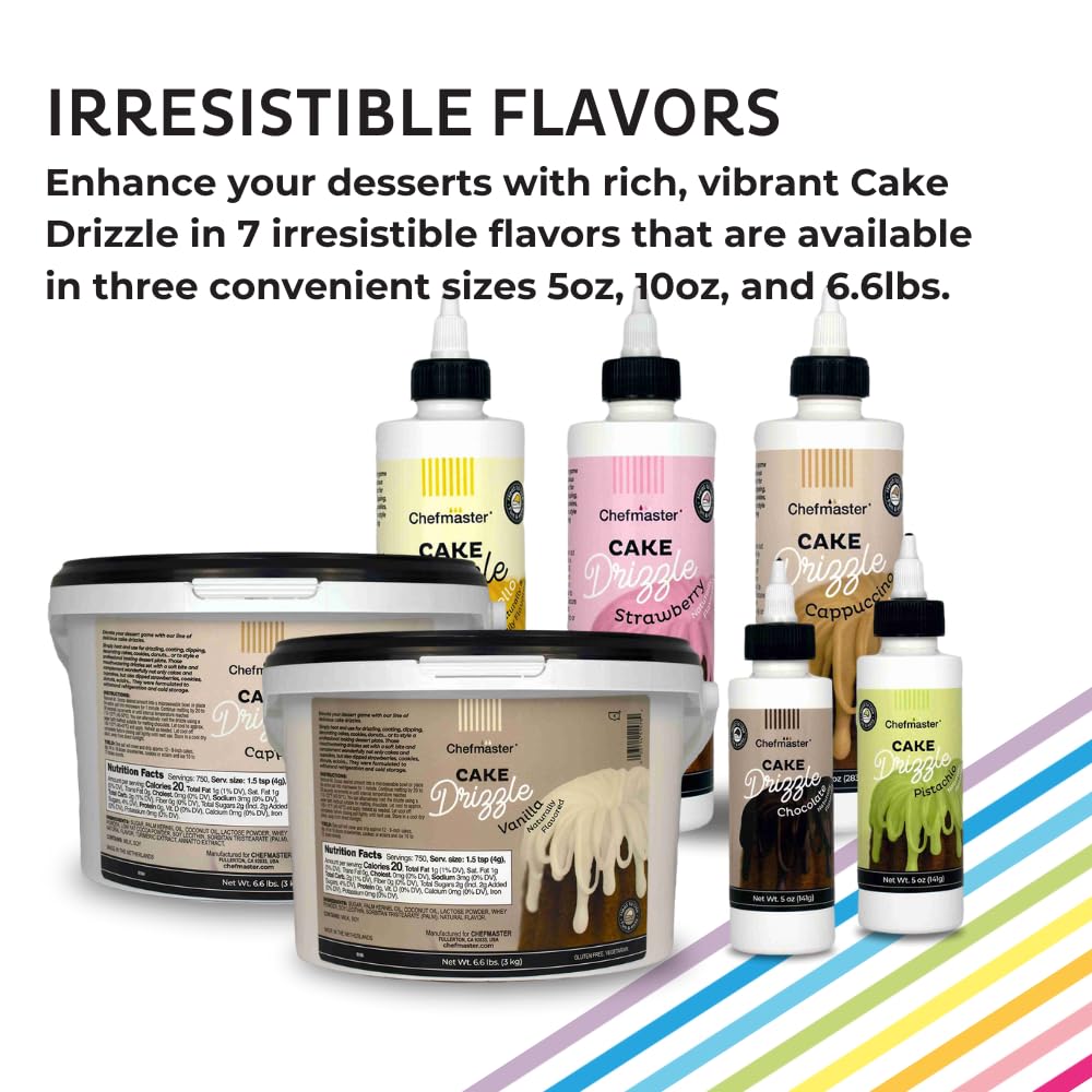 Chocolate-Flavored Cake Drizzle by Chefmaster, Edible Cake Drip Frosting for Decorating, Drip for Cakes, Cupcakes, Cookies, Donuts, 6.6 lbs