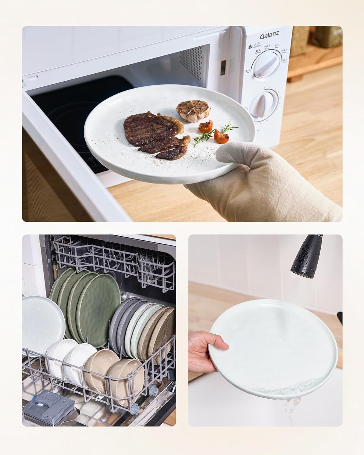 Famiware Mars Plates and Bowls Set, 12 Pieces Dinnerware Sets, Dishes Set for 4, White