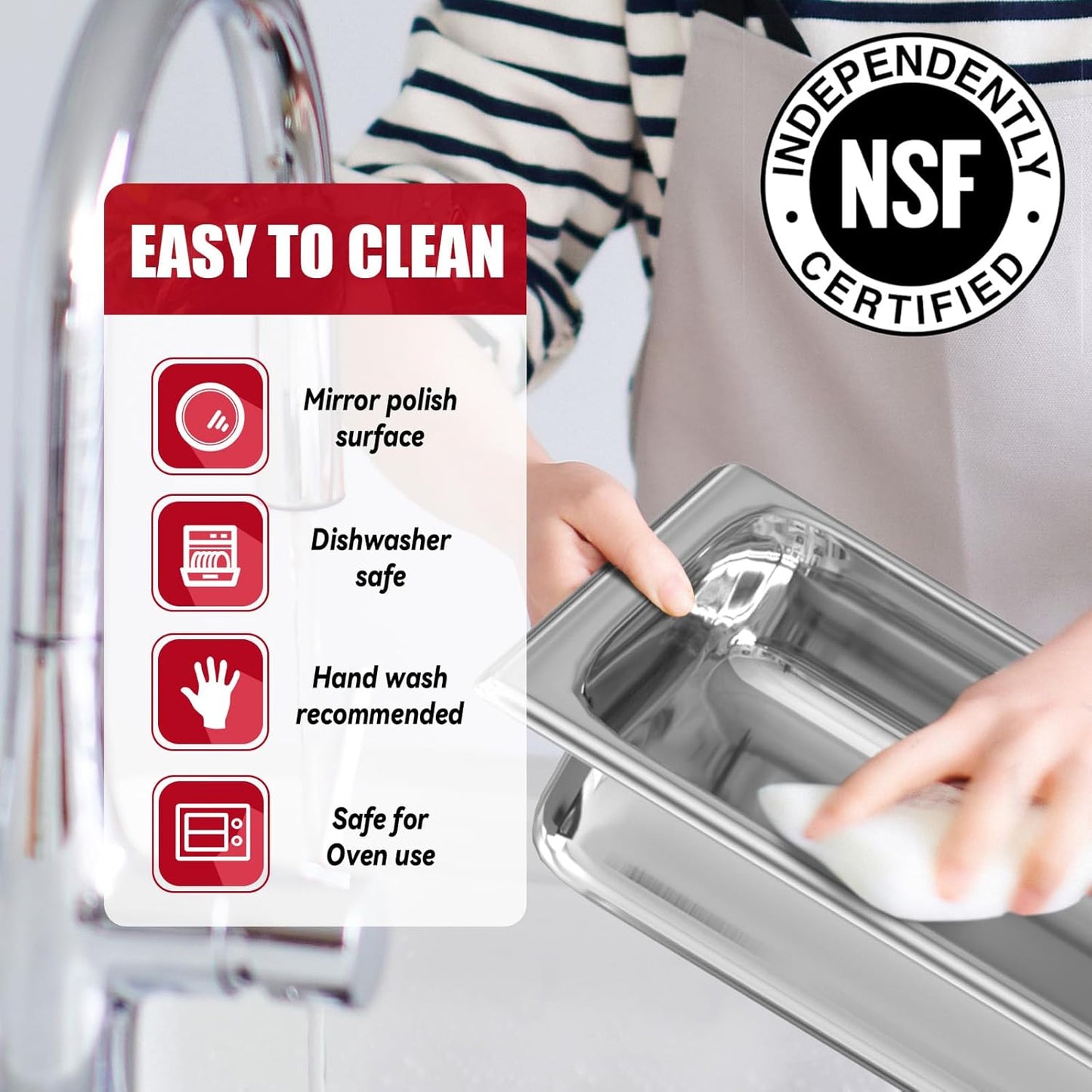 4 Pack Chafing Dish Buffet Set, 8QT Stainless Steel Rectangular Chafers and Buffet Warmer Sets for Catering, with Food & Water Pan, Lid, Foldable Frame, Fuel Holder for Event Party Holiday