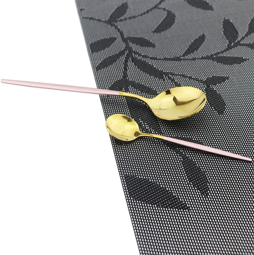 Pink Gold Silverware Set, JASHII 20-Piece Stainless Steel Satin Finish Flatware Set, Kitchen Utensil Set, Mirror Polished Tableware Cutlery Set for Home and Restaurant, Dishwasher Safe