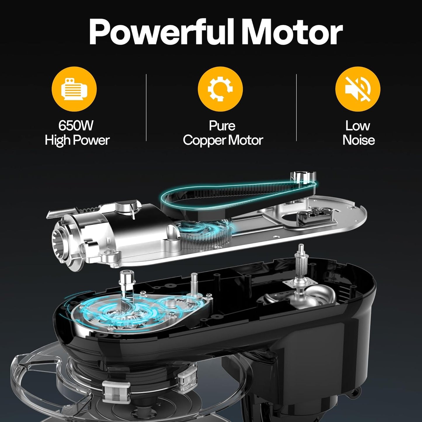 VIVOHOME 3 in 1 Multifunctional Stand Mixer with 6 Quart Stainless Steel Bowl, 650W 6 Speed Tilt-Head Meat Grinder, Juice Blender, Black