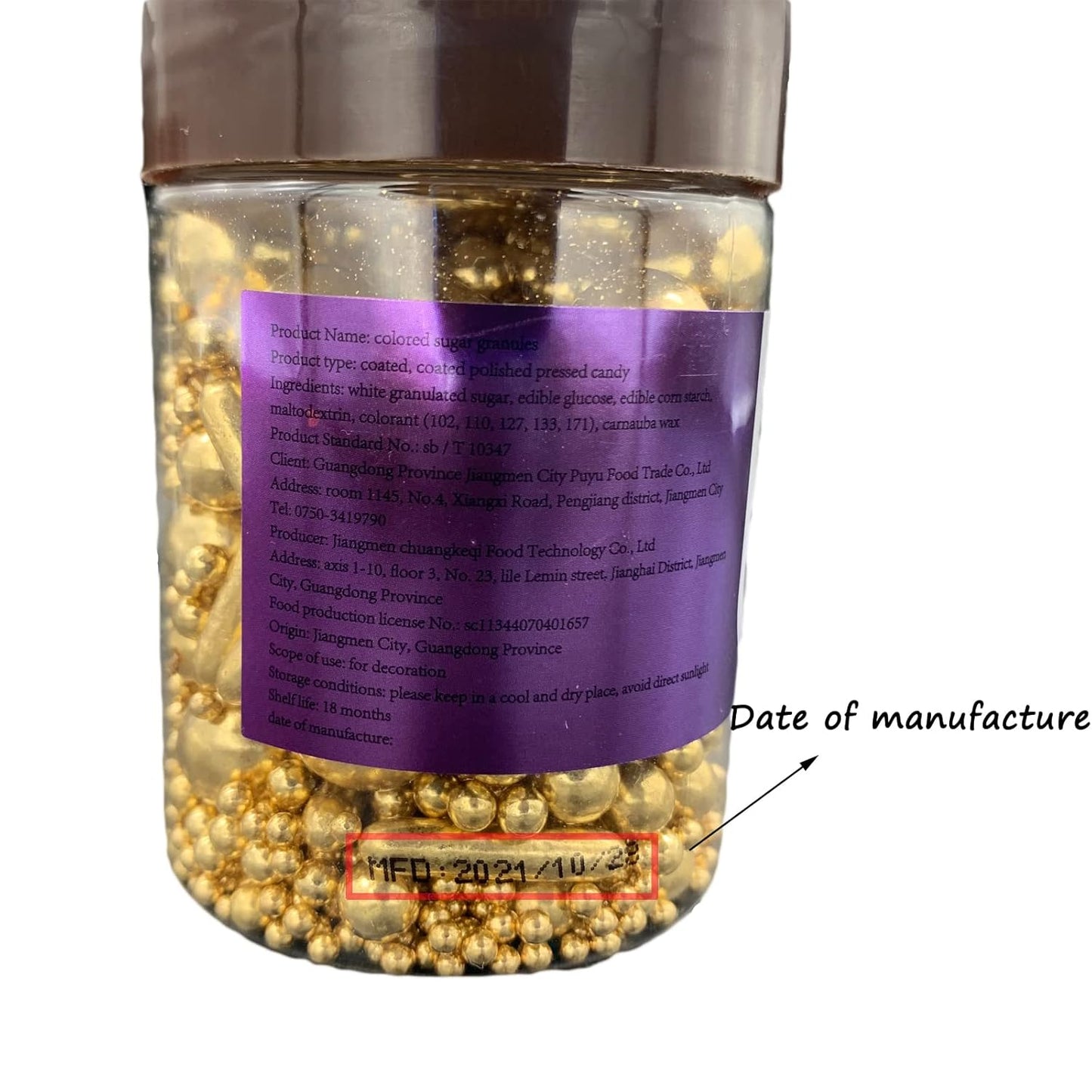 Sprinkles Gold Pearl Sugar Candy Mix Size, Nut Free, Baking Cake Decorations Cupcake Toppers Cookie Decorating Ice Cream Celebrations Shaker Jar Wedding Shower Party (120g/4.2oz)