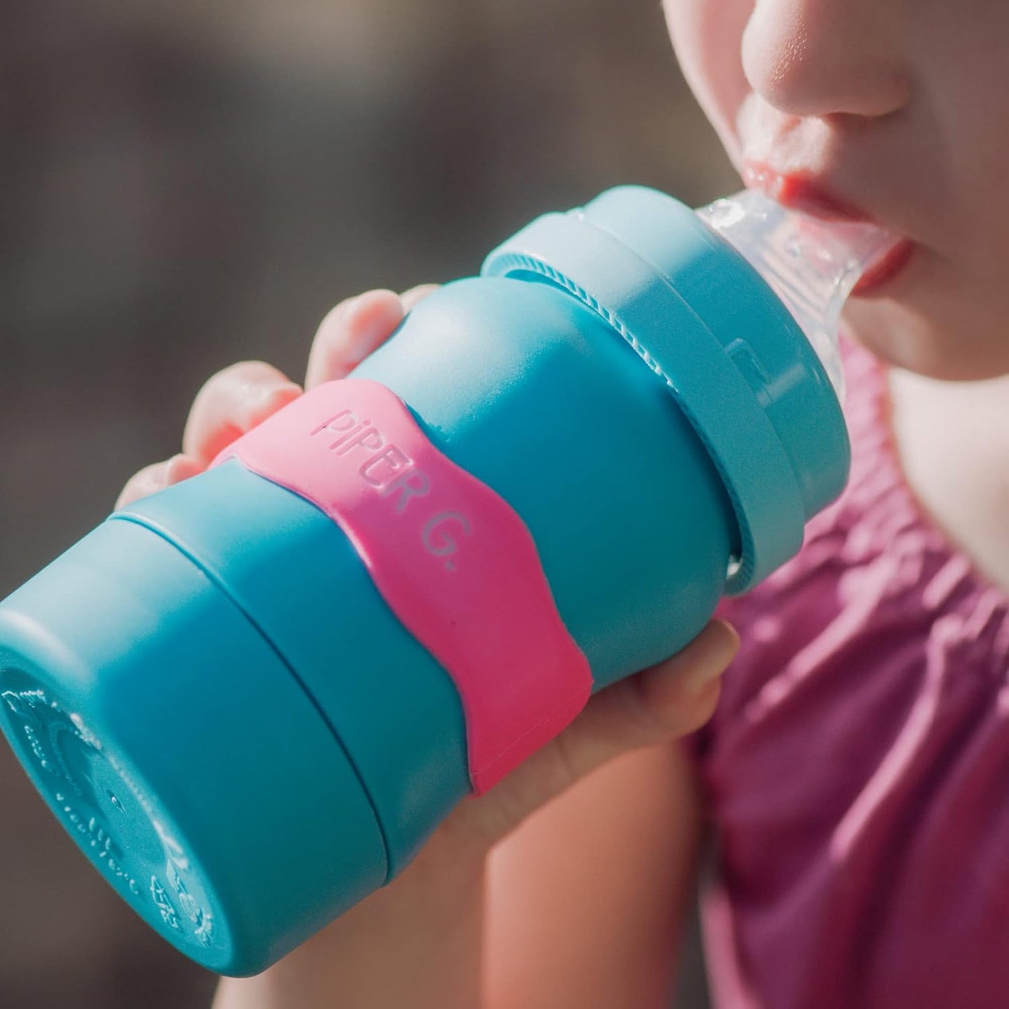 InchBug Orbit Labels - Baby Bottle Name Labels for Daycare, Sippy Cup Bands - Engraved Silicone, Reusable, Dishwasher Safe, White Contrasting Personalization, 4-Pack (Nautical Navy)