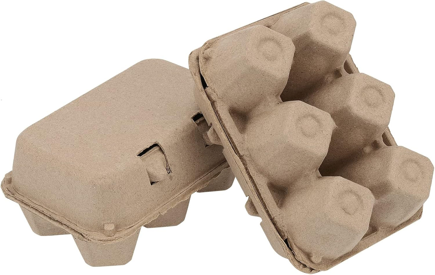 SEUNMUK 40 Pack 6 Cell Empty Egg Cartons, 6 x 3.7 x 2.7 Inch Brown Pulp Fiber Egg Tray Holder, Half Dozen Egg Container with Lids for Storing Eggs