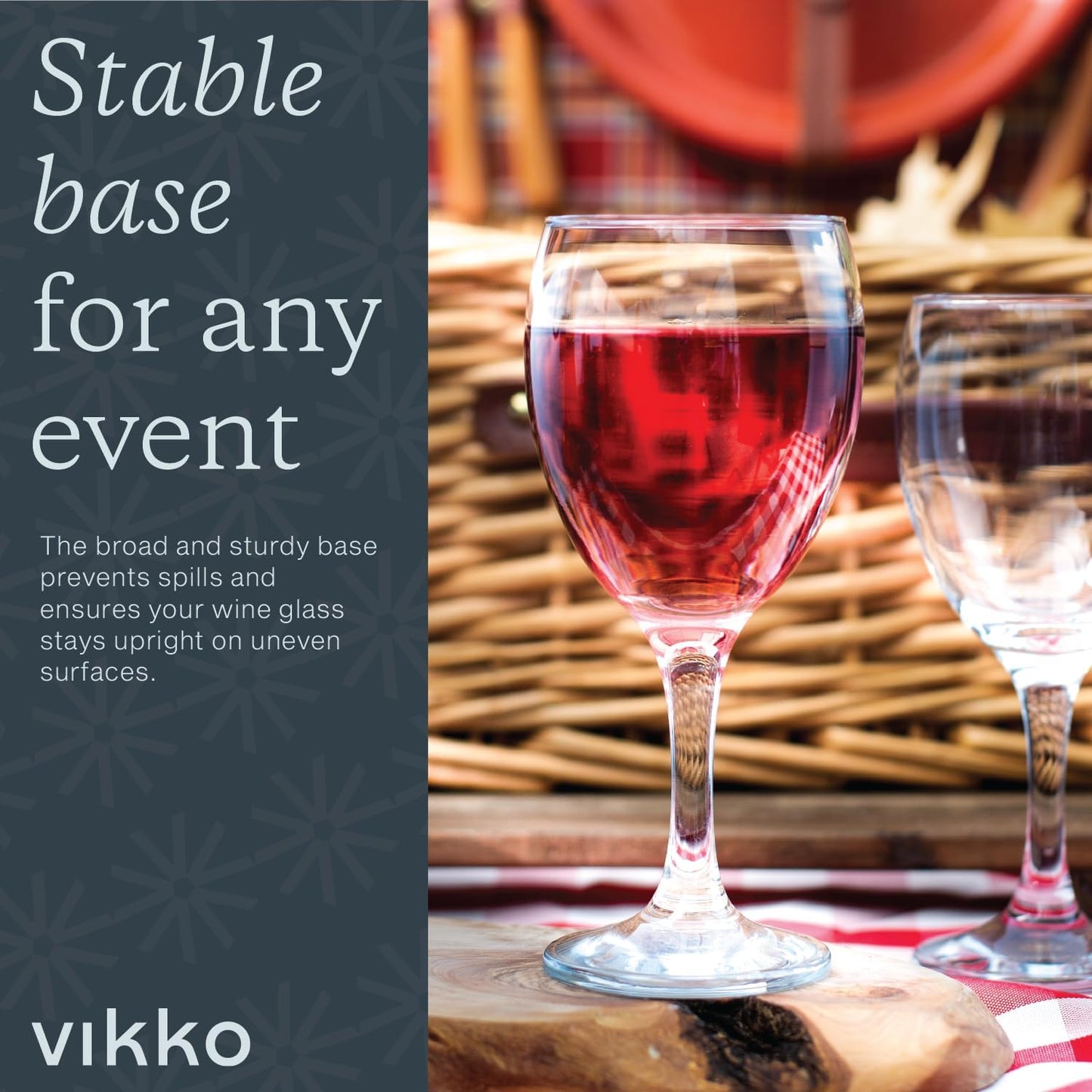 Vikko 11.5 Ounce Wine Glasses, Set of 6 Glasses for Red and White Wine With Stem, Clear Glasses for Wine, Thick and Durable Stemmed Cup