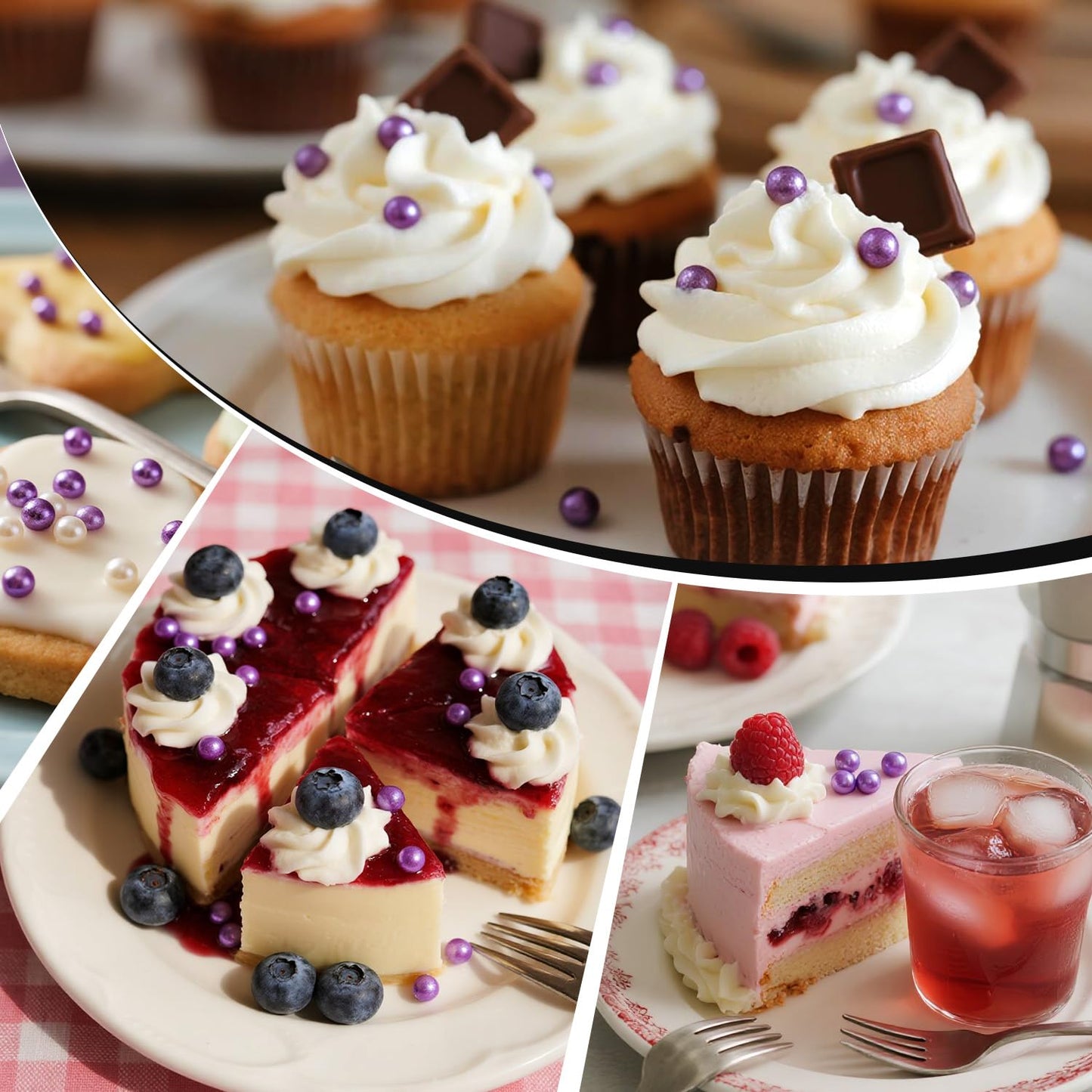 Purple Pearl Sprinkles for Cake Decorating, Edible Pearl Candy, 150g/5.29oz Mix Size, Baking Cake Decoration, Cupcake, Cookie, Holiday, Valentine's Day, Wedding Party, Christmas Supplies