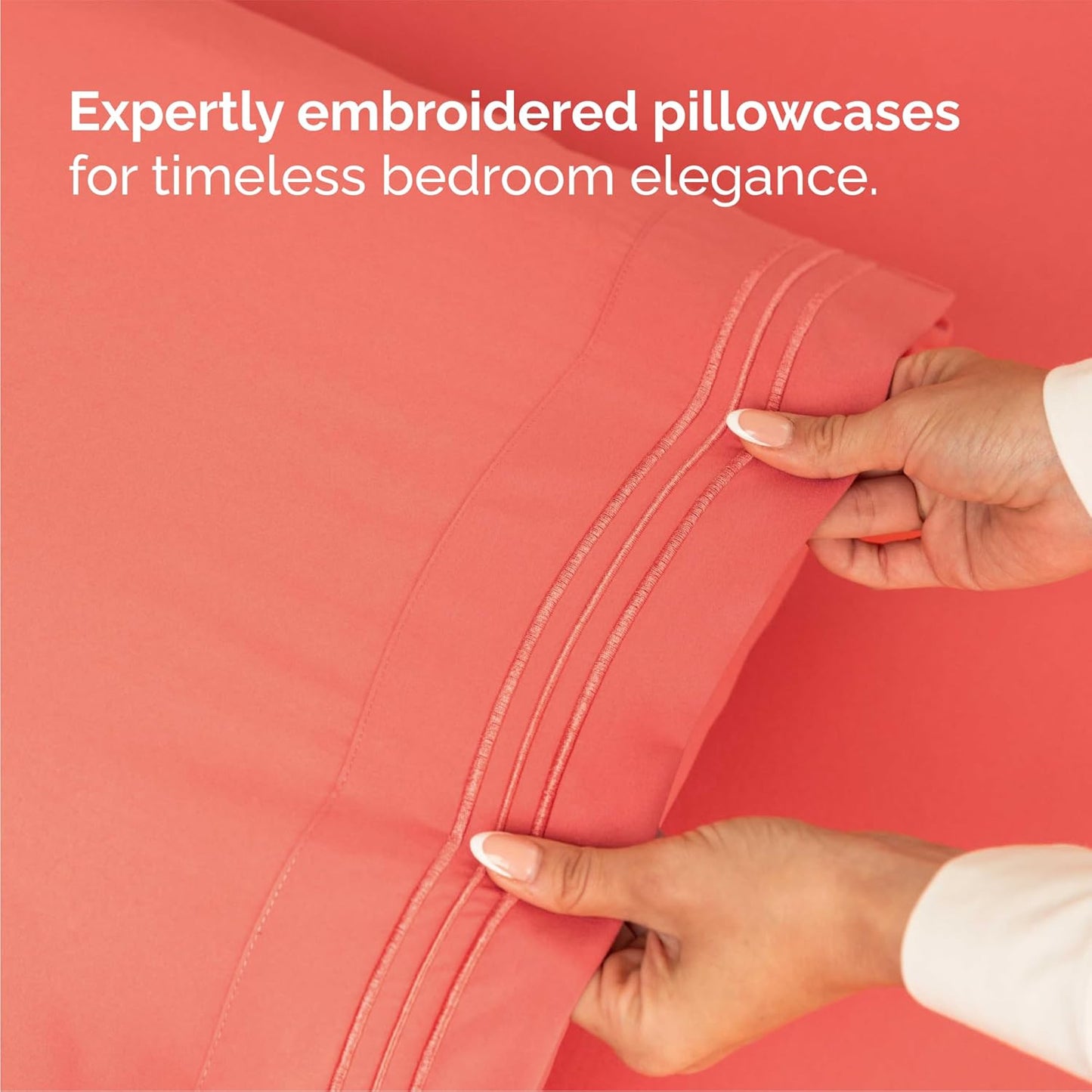 Queen Size 4 Piece Sheet Set - Comfy Breathable & Cooling Bed Sheets Set - Hotel Luxury Bedding for Women, Men, Kids, Teens, Boys & Girls - Deep Pockets, Ultra-Soft, Wrinkle Free - Oeko-Tex - Coral