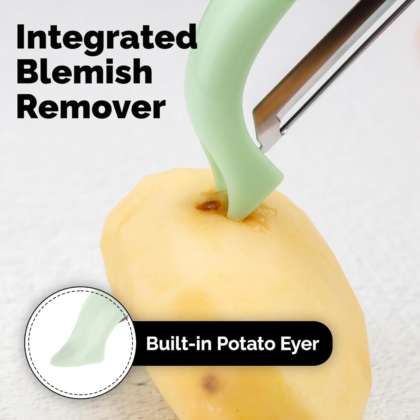 Zulay Kitchen Premium Vegetable Peeler for Kitchen - Swivel Peeler with Razor Sharp Stainless Steel Blades & Strong Ergonomic Handle - Dishwasher Safe, Easy To Use with Blemish Remover - Mint