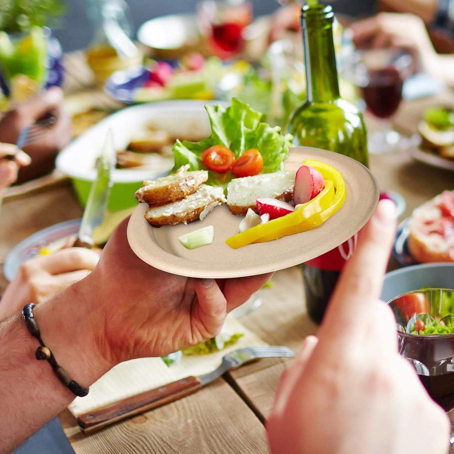 300 Pack Small Compostable Paper Plates, 6 inch, Dessert, Brown