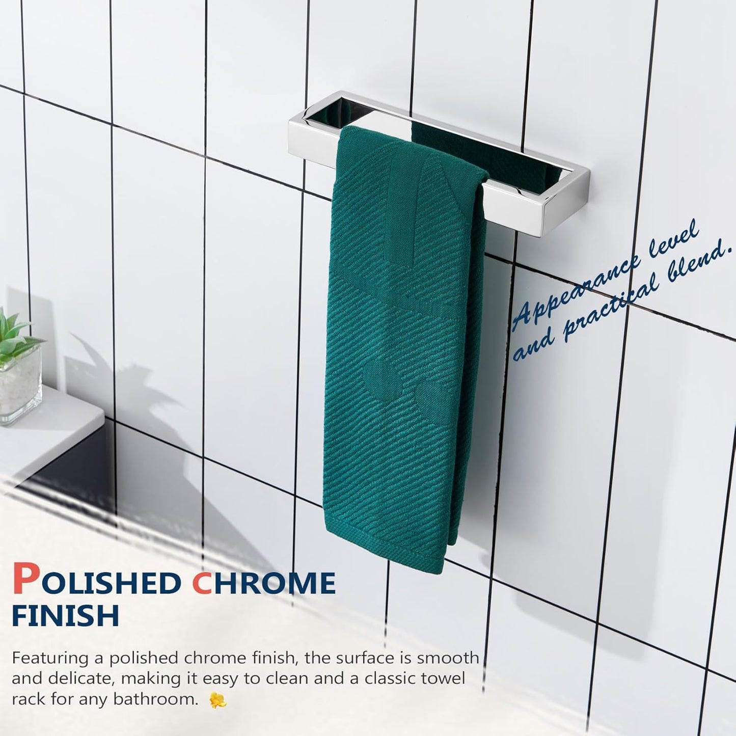 KOKOSIRI Towel Ring Chrome Hand Towel Bar Rack 9-Inch Kitchen Holder Polished Stainless Steel for Bathroom Hardware Wall Mounted, 1 Pack B4008CH-L9