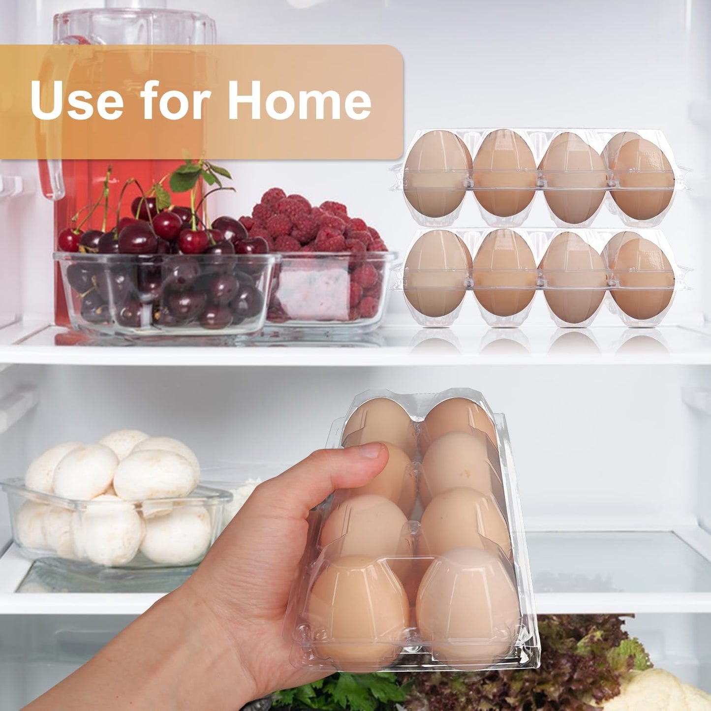 150 Pack Bulk Egg Cartons, Clear Plastic Chicken Egg Holders, Egg Tray Carton Holder for Home & Kitchen, Farm & Market Use, An Eco-Friendly Egg Storage Solution, 8 Grids,(Medium Size)…