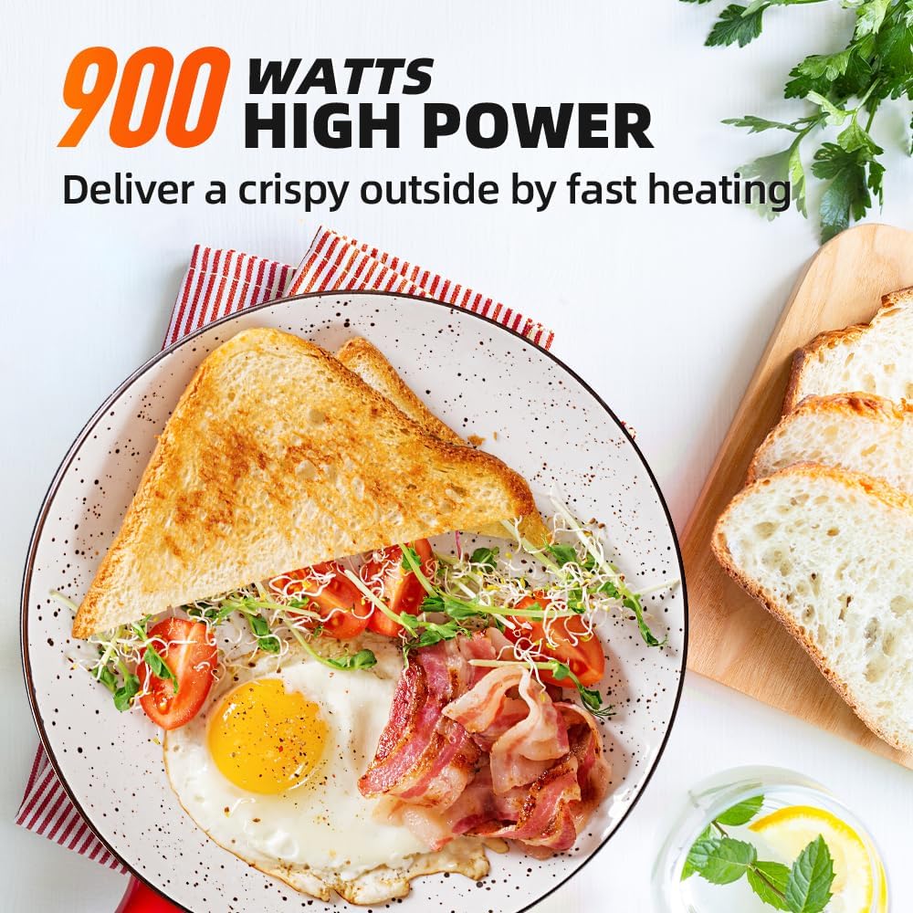 Black Toaster 2 Slice, Extra Wide Slot Toaster for Bagels, Bread, Waffles, 7 Shade Settings, 4 Main Functions, Removable Crumb Tray, 900 Watts Toasters, Black Stainless Steel