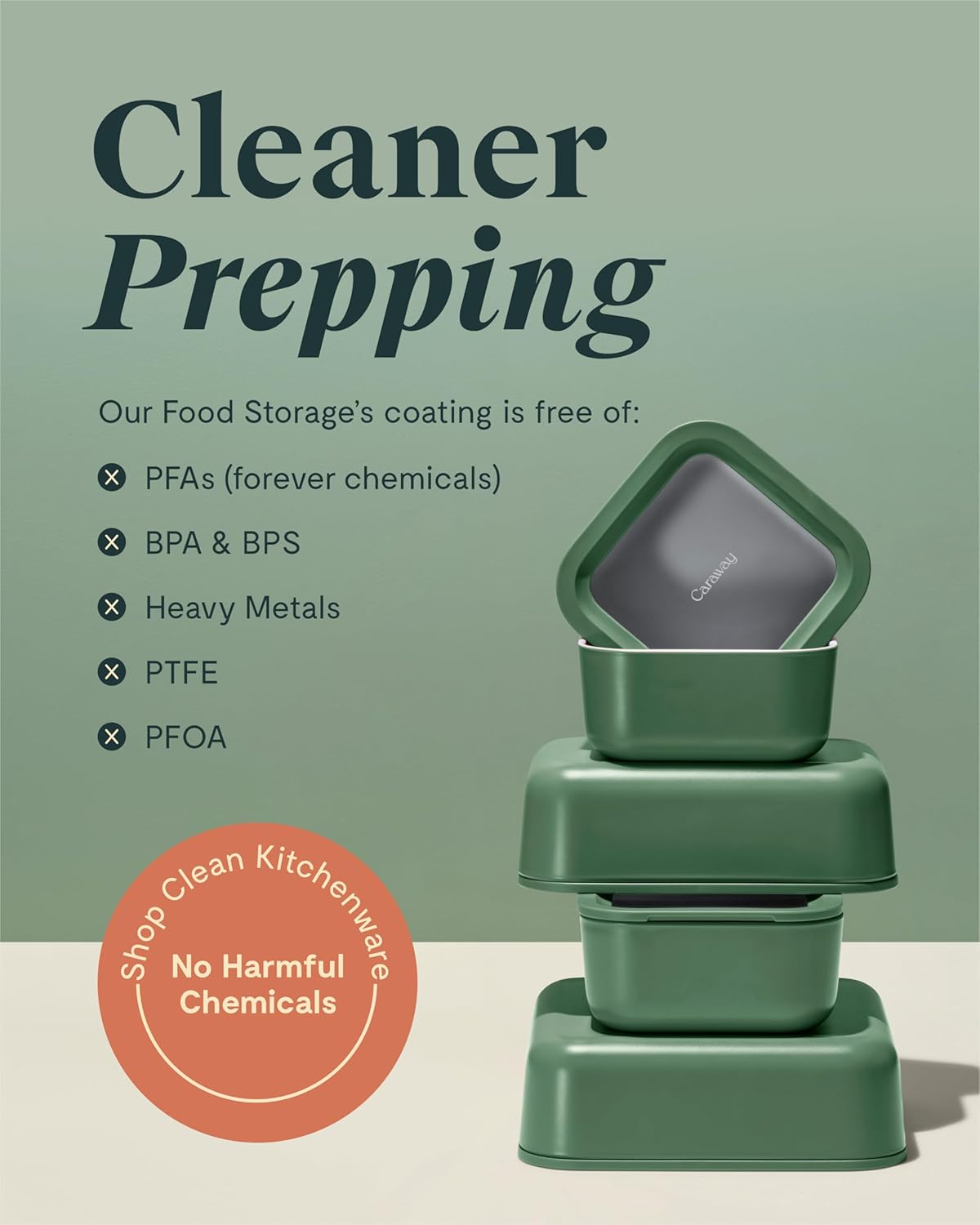 Caraway 3pc Glass Food Storage Set – 10 Cup, 6.6 Cup, & 4.4 Cup Food Containers - Ceramic Coated - Non Toxic Non Stick Lunch Box with Glass Lids - Dishwasher, Oven, & Microwave Safe - Cream