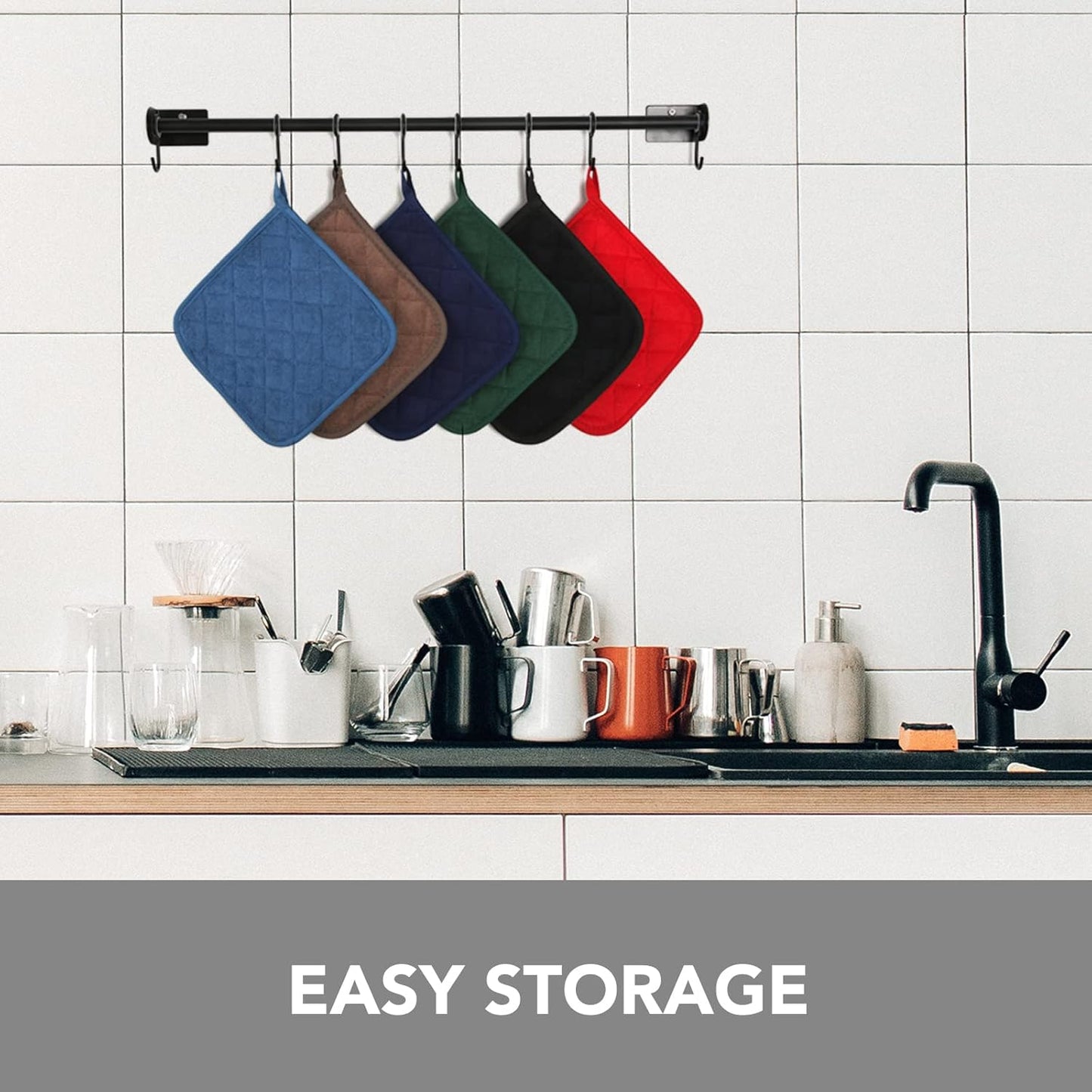 Joyhalo 4 Pack Pot Holders for Kitchen,Cotton Oven Holder with Great Heat Resistance,Non Slip Hot Pads for Kitchen Clearance,Yellow