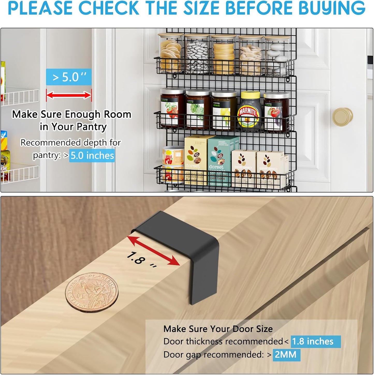 JKsmart 9-Tier Spice Rack Organizer with Door Hook, Wall Mount, and Extra Large Capacity for Pantry Door – Stylish Black Design for Effortless Organization, Ultimate Kitchen Storage Solution