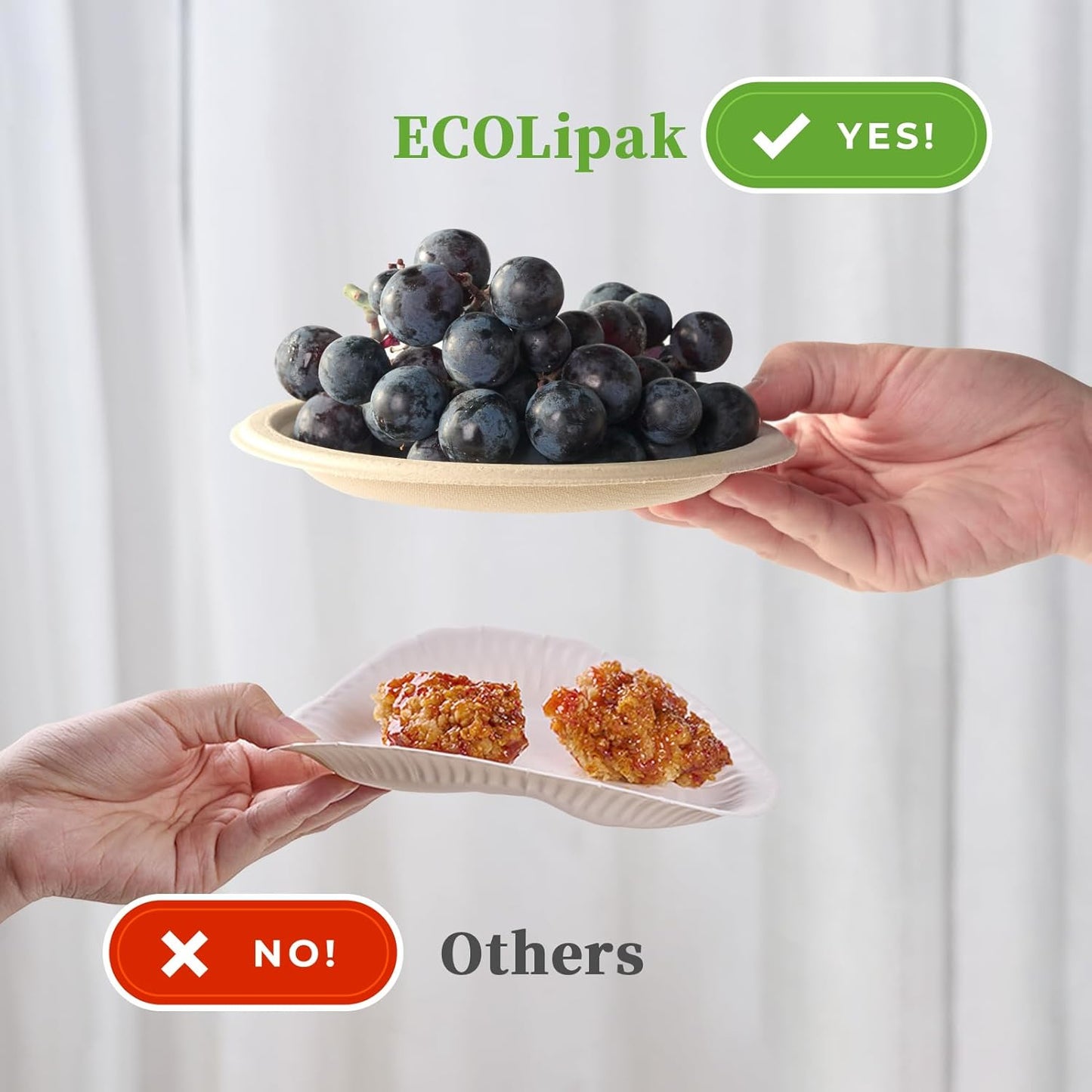 ECOLipak 6 Inch Disposable Compostable Small Paper Plates, 500 Pack Recycled Sugarcane Bagasse Biodegradable Heavy Duty Mini Dinner Appetizer Cake Dessert Plates for Party(Nature)
