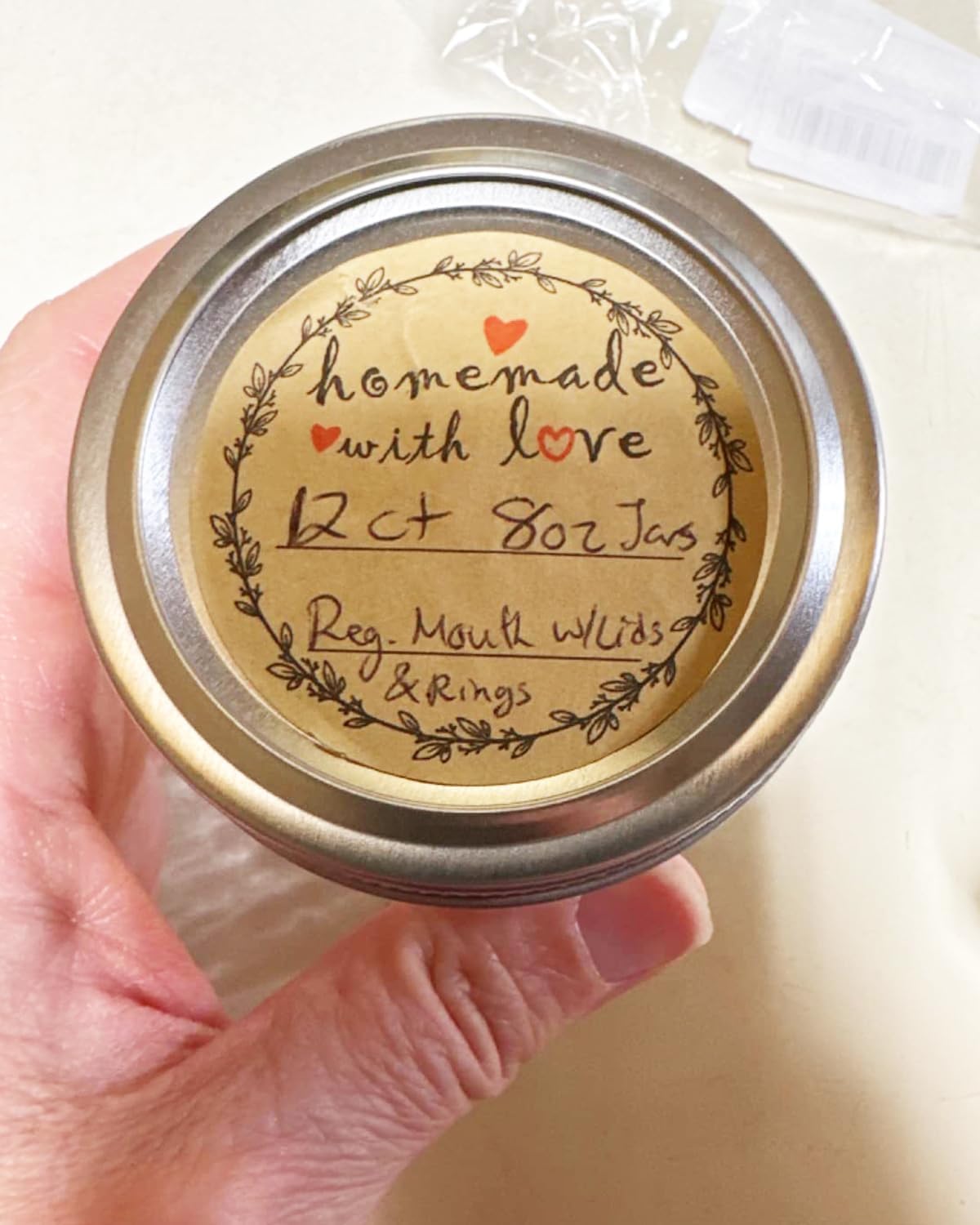 2" Homemade With Love Stickers, Kraft Jam and Jelly Jar Canning Labels With 2 Lines for Writing, Mason Jar Labels for Bottles, 500 per Roll
