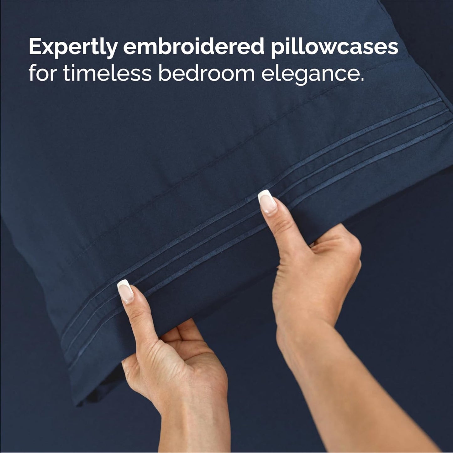 Queen Size 4 Piece Sheet Set - Comfy Breathable & Cooling Bed Sheets Set - Hotel Luxury Bedding for Women, Men, Kids, Teens, Boys & Girls - Deep Pockets, Soft and Wrinkle Free - Oeko-Tex - Navy Blue