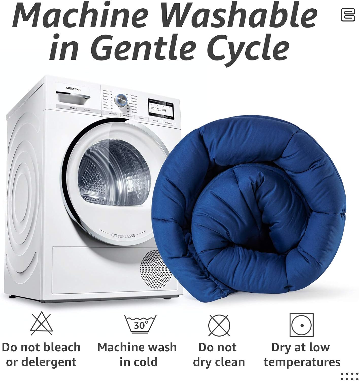 HYLEORY All Season Twin Size Bed Comforter - Cooling Down Alternative Quilted Duvet Insert with Corner Tabs - Winter Warm - Machine Washable - Navy Blue