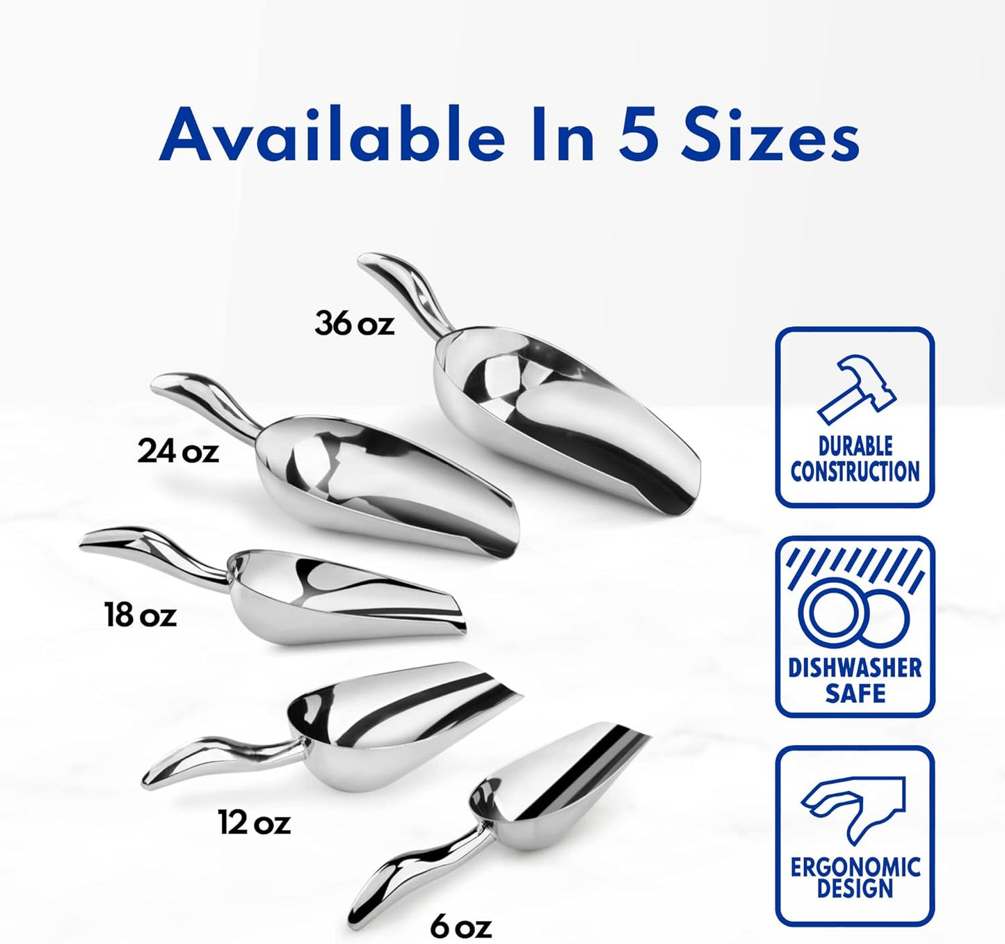 New Star Foodservice 1028522 Stainless Steel Bar Ice Flour Utility Scoop, 18-Ounce