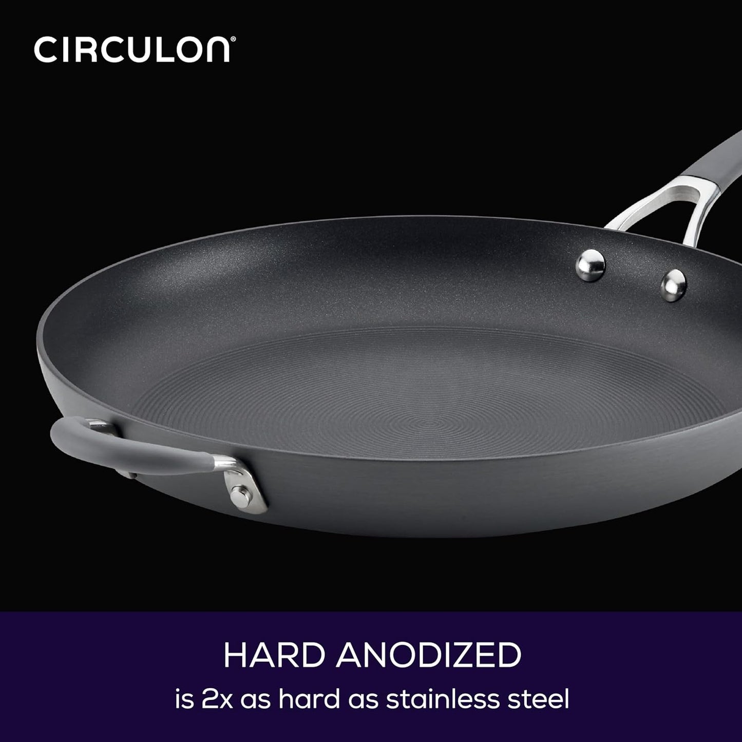 Circulon - 83906 Circulon Radiance Hard Anodized Nonstick Frying Pan / Fry Pan / Hard Anodized Skillet with Helper Handle - 14 Inch, Gray