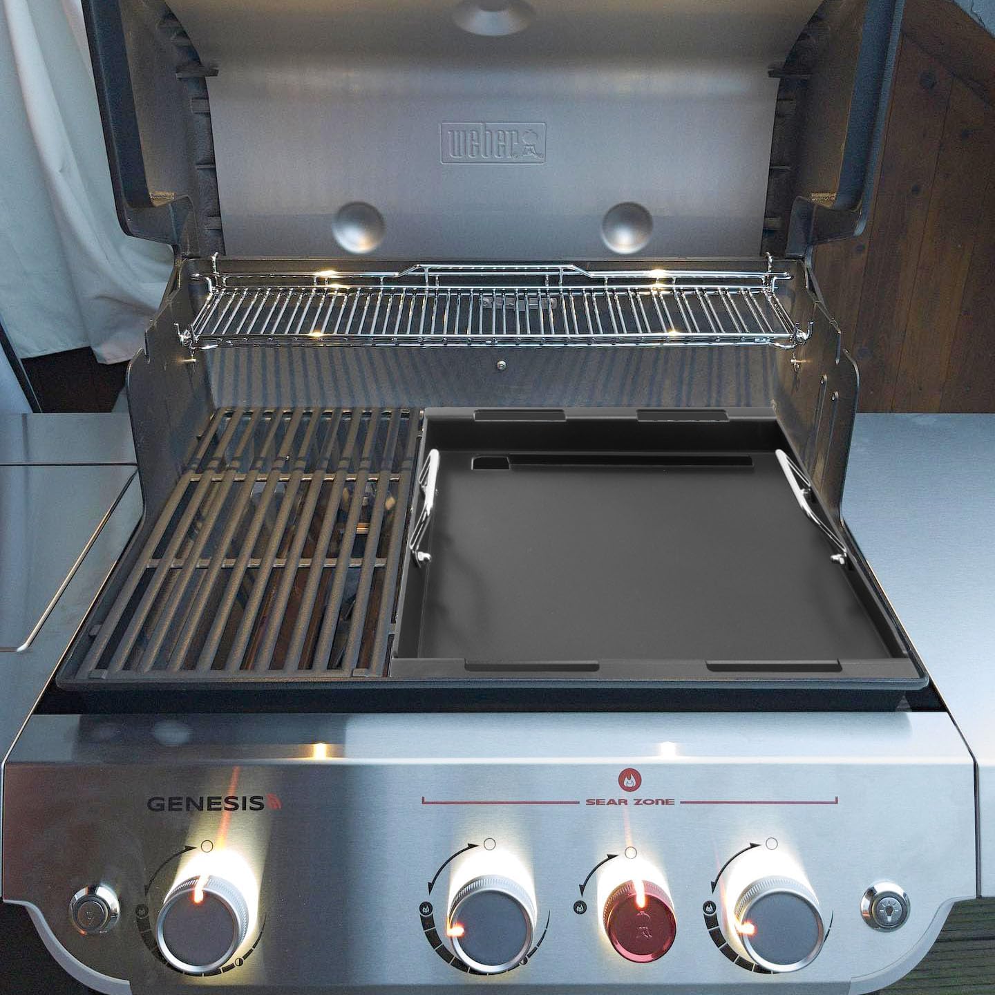 Upgrade Griddle Inserts and Grate for Weber Genesis II 300 Grills, Flat Top Griddle for Genesis II E-310/315/330/335 S-310/335 LX S/E-340, 2022 Series E-325s S-325s, Replace for Weber 6788