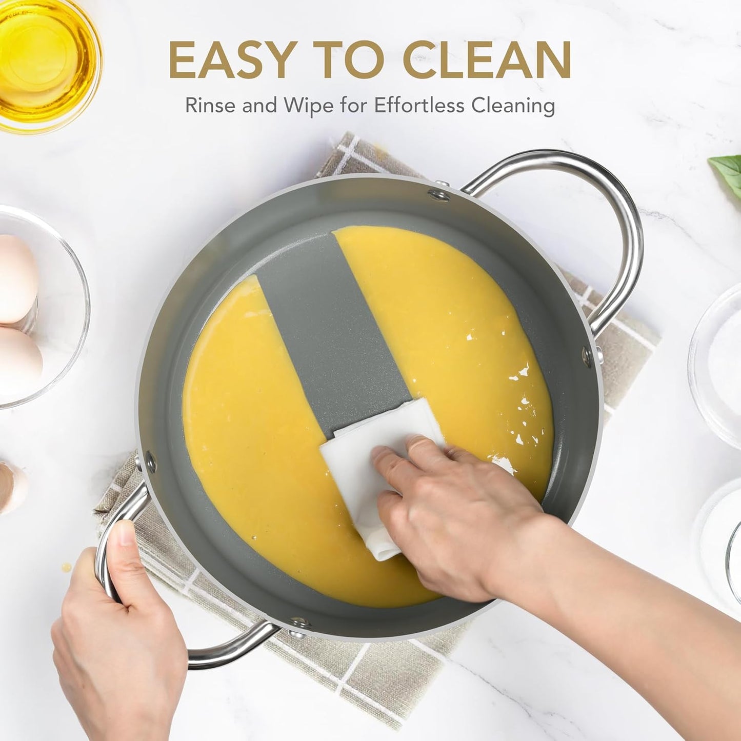 MICHELANGELO Stock Pot with Lid, 6 Quart Soup Pot with Ceramic Coating, Nonstick Ceramic Cooking Pot, Induction Compatible Stockpot - 6QT, Beige