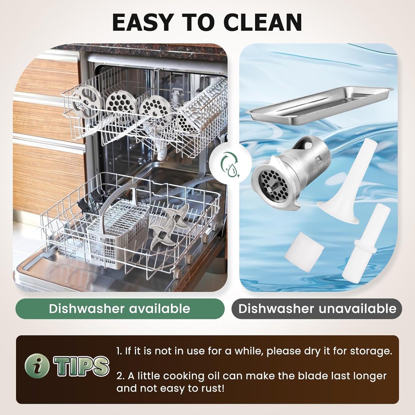 Huanyu Electric Meat Grinder 1100W Stainless Steel Meat Grinder Heavy Duty with 2 Blades 4 Plates Commercial Grinders for Restaurants, Butcher Shops 110V 1.5HP