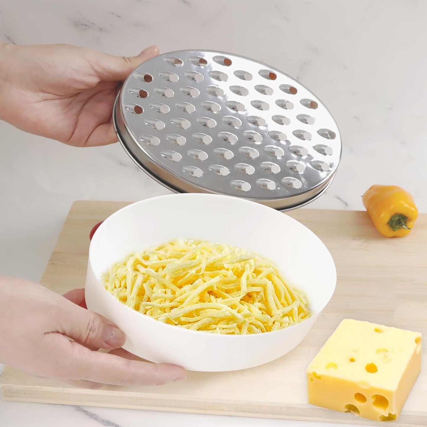 Cheese Grater Citrus Lemon Zester with Food Storage Container & Lid - Perfect For Hard Parmesan Or Soft Cheddar Cheeses, Ginger, Vegetables, Butter, Chocolate & Nutmeg (White)